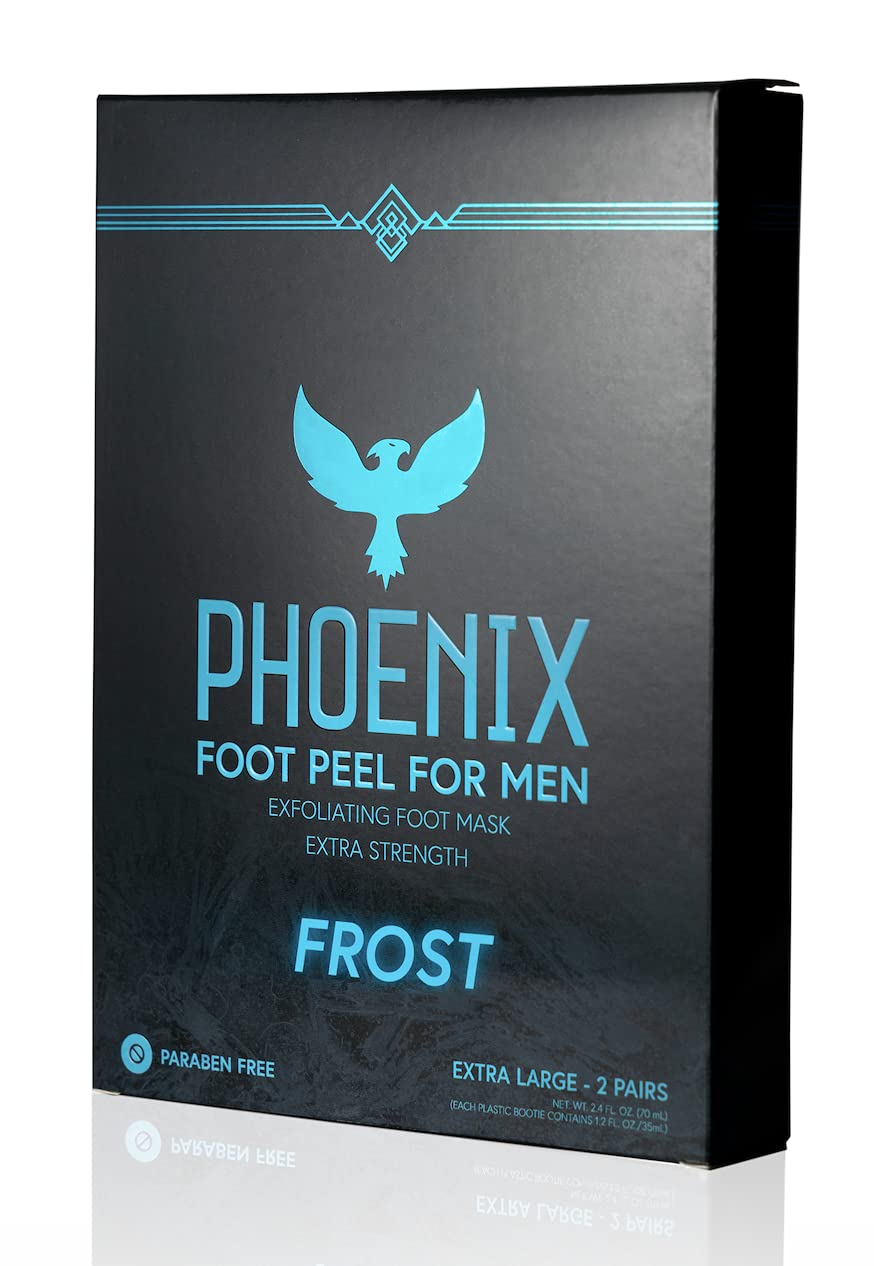 (Pack of 2) Phoenix Foot Peel for Men - Extra Large - Extra Strength - Menthol - Exfoliating Dry Feet Treatment - Callus Remover