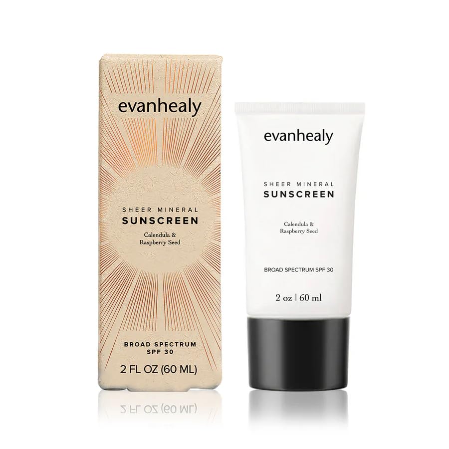evanhealy Sheer Mineral Sunscreen | Broad Spectrum SPF 30 | NonNano Zinc Oxide, No White Cast, Reef Friendly, Lightweight, Non