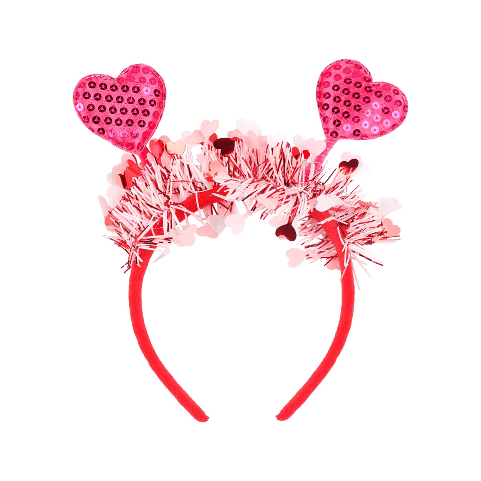 Doneace Valentines Headband Glitter Heart Hairband Pink Sequin Love Hearts Hair Hoop Romantic Head Boppe Hair Accessories for Wo