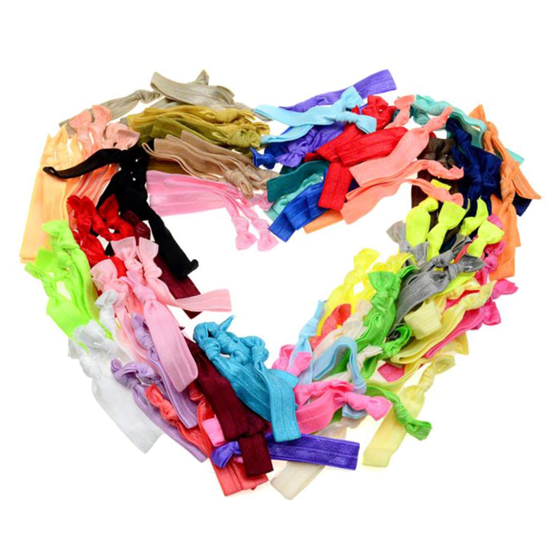120 No Crease Ribbon Elastics Hair Ties Women Yoga Knotted Ponytail Holder Assorted Color