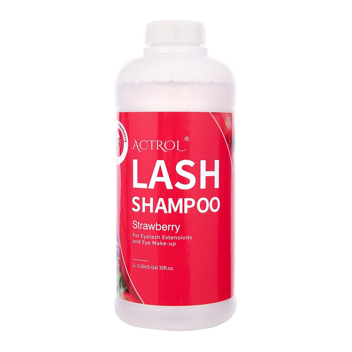 ACTROL Eyelash Extension Cleanser Strawberry 1L Natural Lash Extension Shampoo Professional Eyelid Foaming Cleanser Paraben & Su
