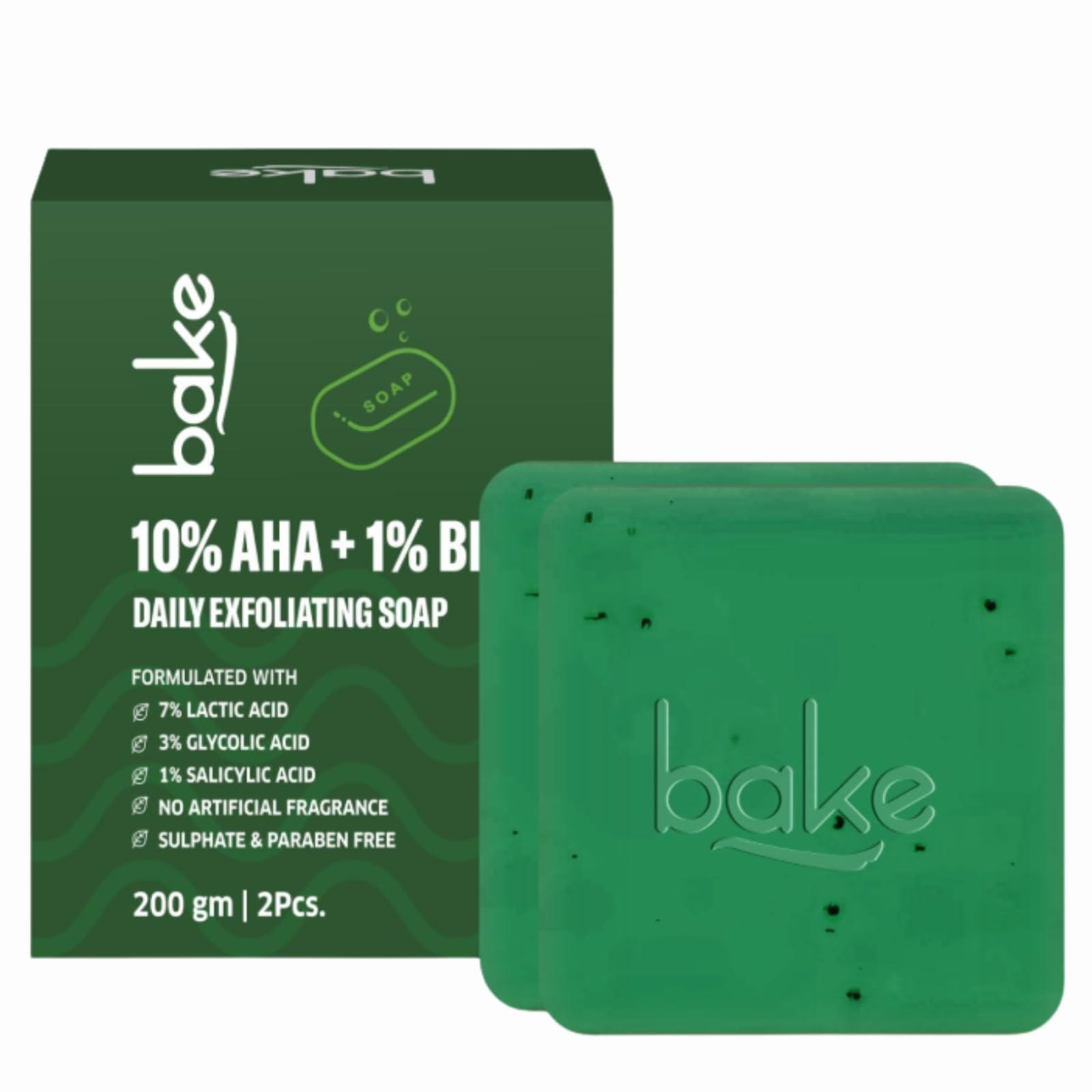 Bake 10% Aha + 1% Bha Scrub Treatment Soap With Lactic Acid, Glycolic Acid, 1% Salicylic Acid | For Clogged Pores, Exfoliation, 