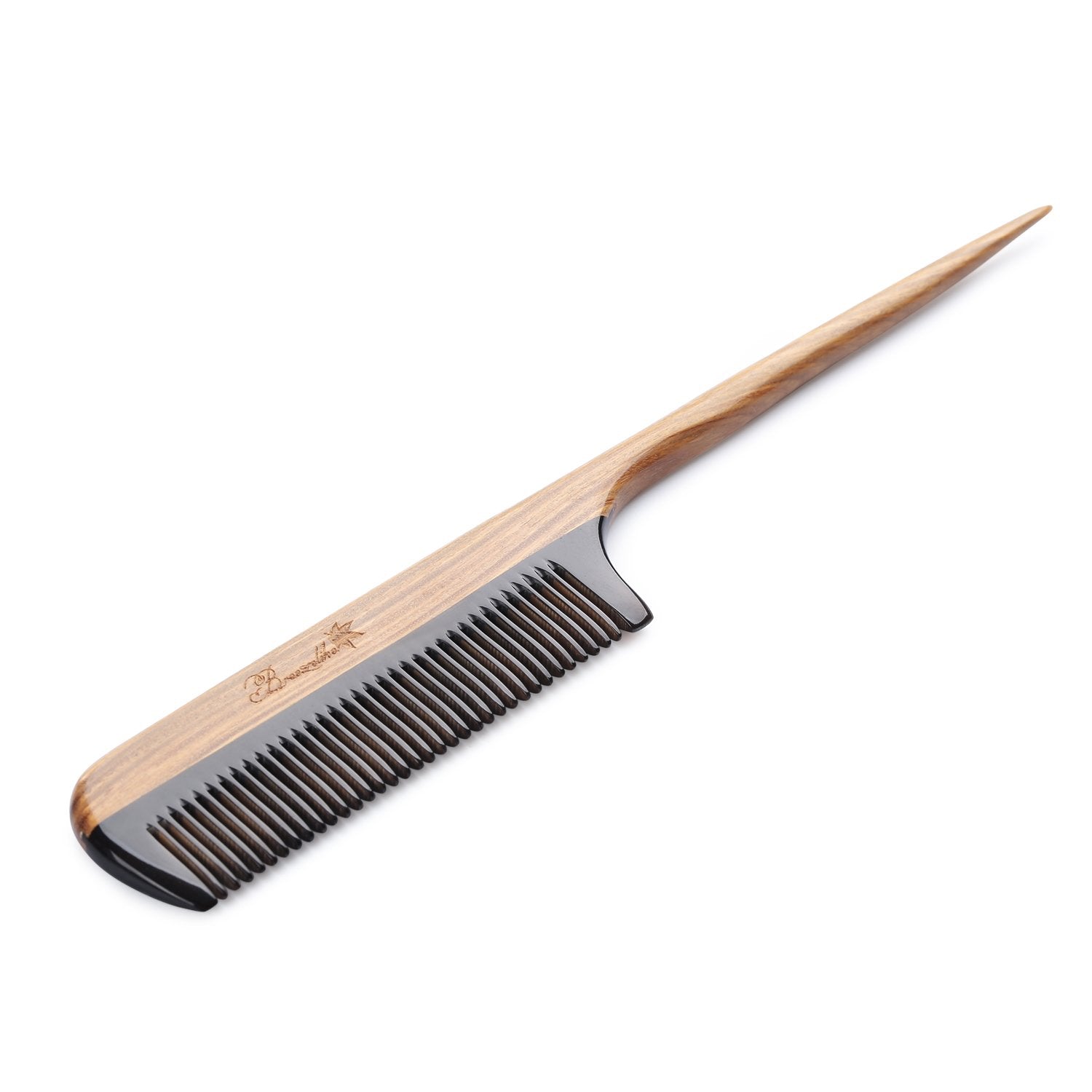 Breezelike Hair Combs - Fine Tooth Detangling Wooden Tail Comb - No Static Natural Sandalwood Buffalo Horn Comb For Women