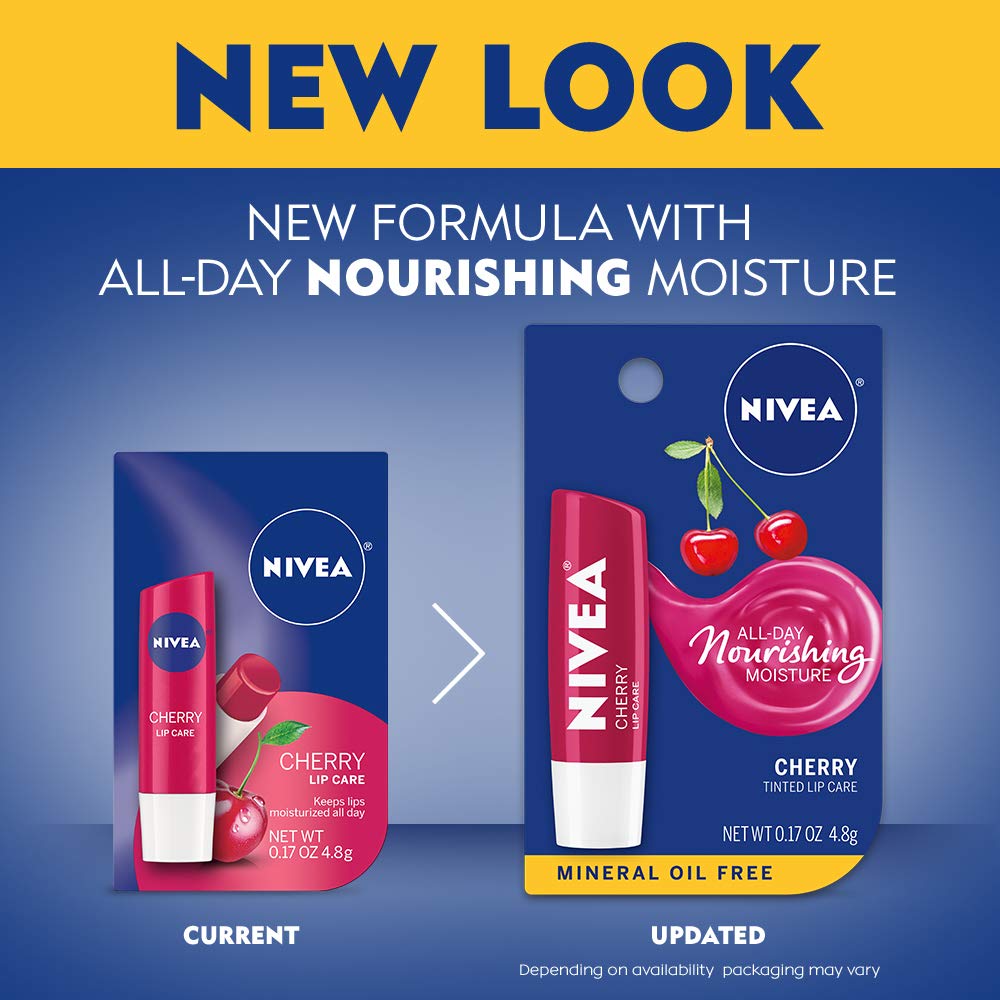 Nivea Cherry Lip Care - Tinted Red For Beautiful, Moisturized Lips - .17 Oz. Stick (Pack Of 6)