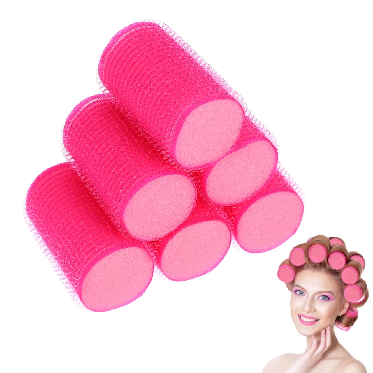 Sewroro 8pcs Selfadhesive Sponge Hair Rollers Set for Effortless Styling Soft Hairdressing Curlers for Women Long Hair for Bang