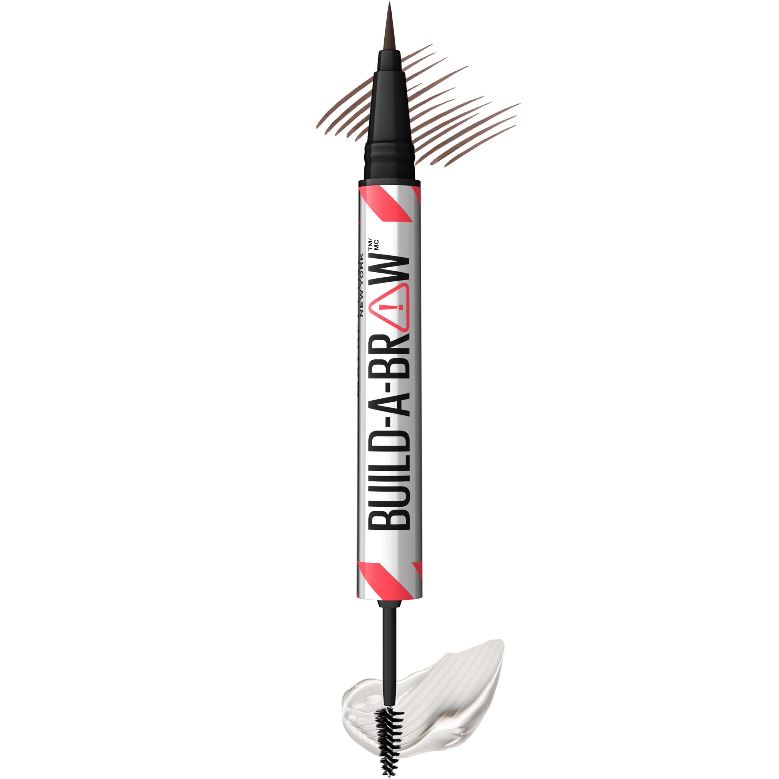 Maybelline Build-A-Brow 2-in-1 Brow Pen and Sealing Brow Gel, Eyebrow Makeup for Real-Looking, Fuller Eyebrows, Deep Brown, 1 Co