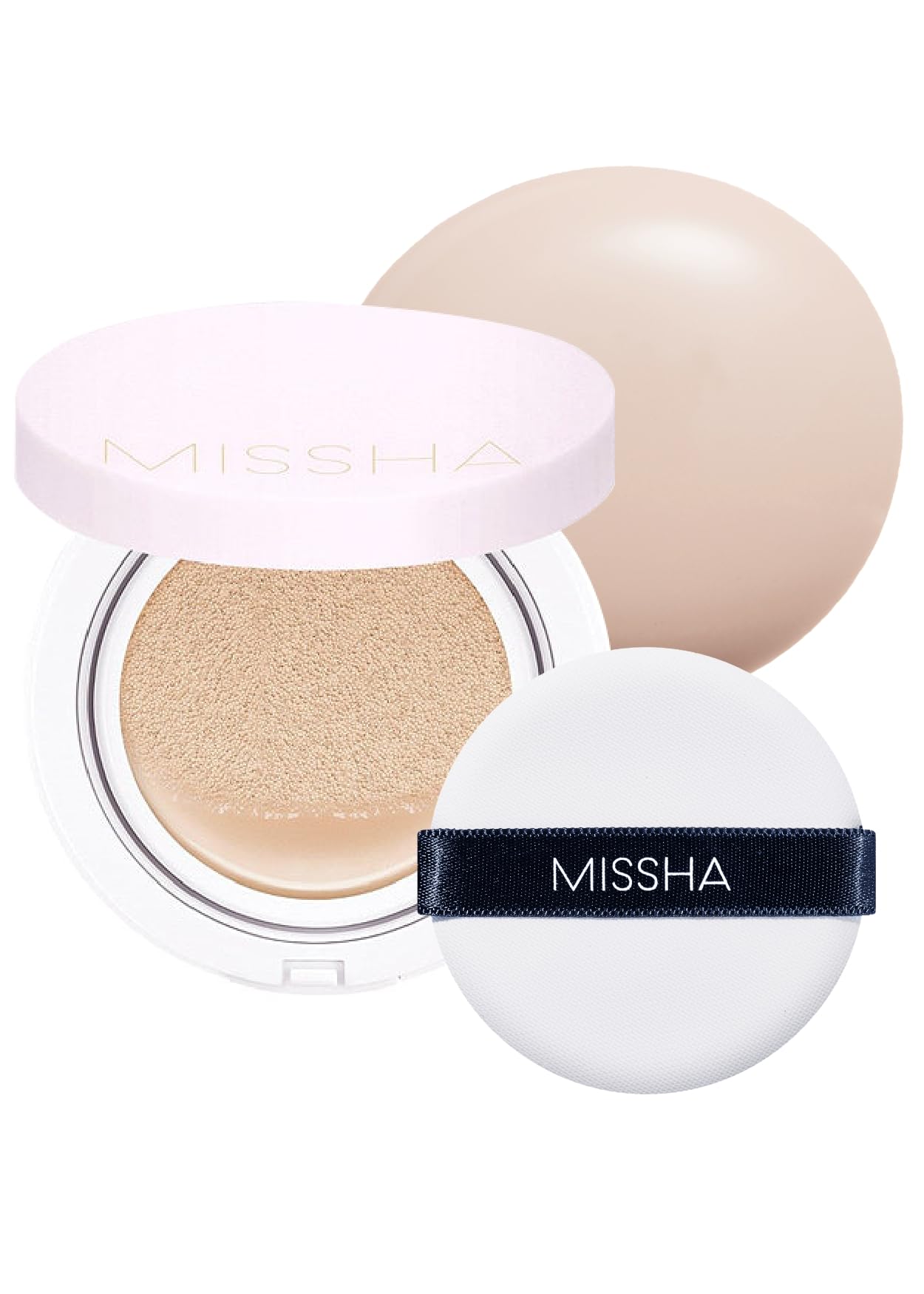 MISSHA Magic Cushion Foundation No.21 Light Beige for Bright Skin - Flawless Coverage, Dewy Finish, Easy Application for All Ski