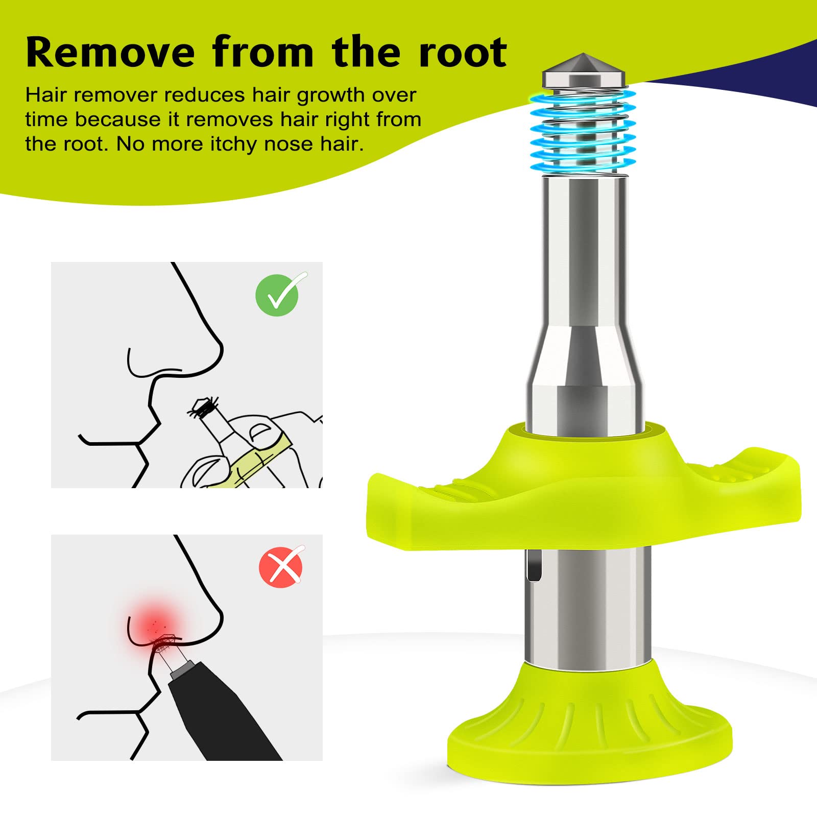 Esznuoky Nose Hair Ear Hair Removal, Upgraded Manual Hair Trimmer For Men&Women, Stainless Steel Hair Remover Waxing Kit(Green)