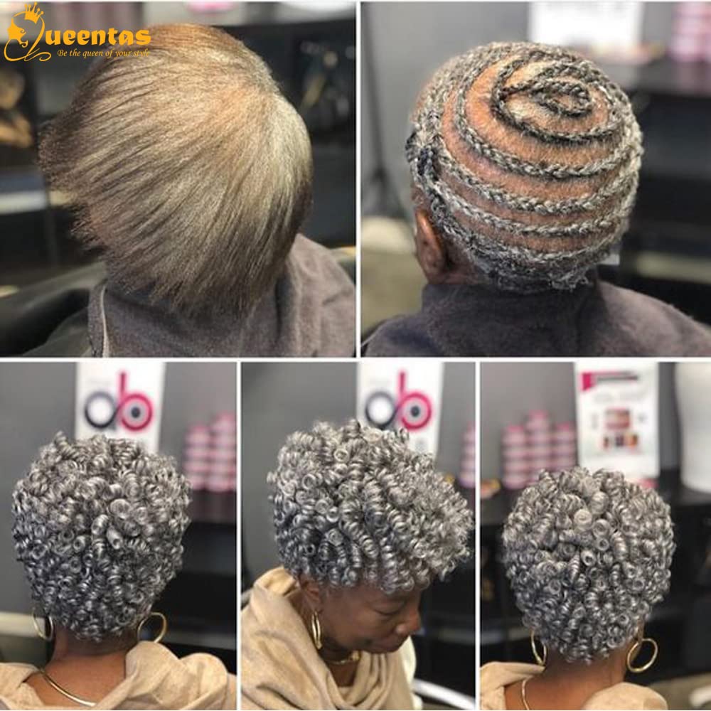 Queentas 10Inches Grey 3 Pack Saniya Kenzie Toni Curl Crochet Carrie Curl(8Mm) Synthetic Hair Extensions Afro Passion Twist Kink