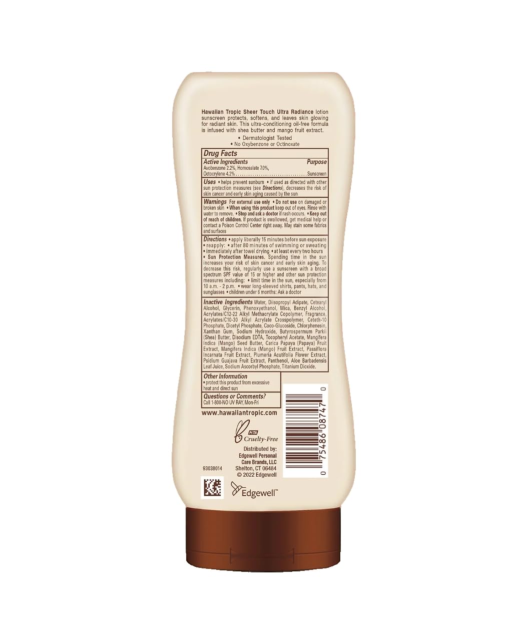 Hawaiian Tropic 8 Oz. Sheer Touch Ultra Radiance Lotion Sunscreen Spf 30