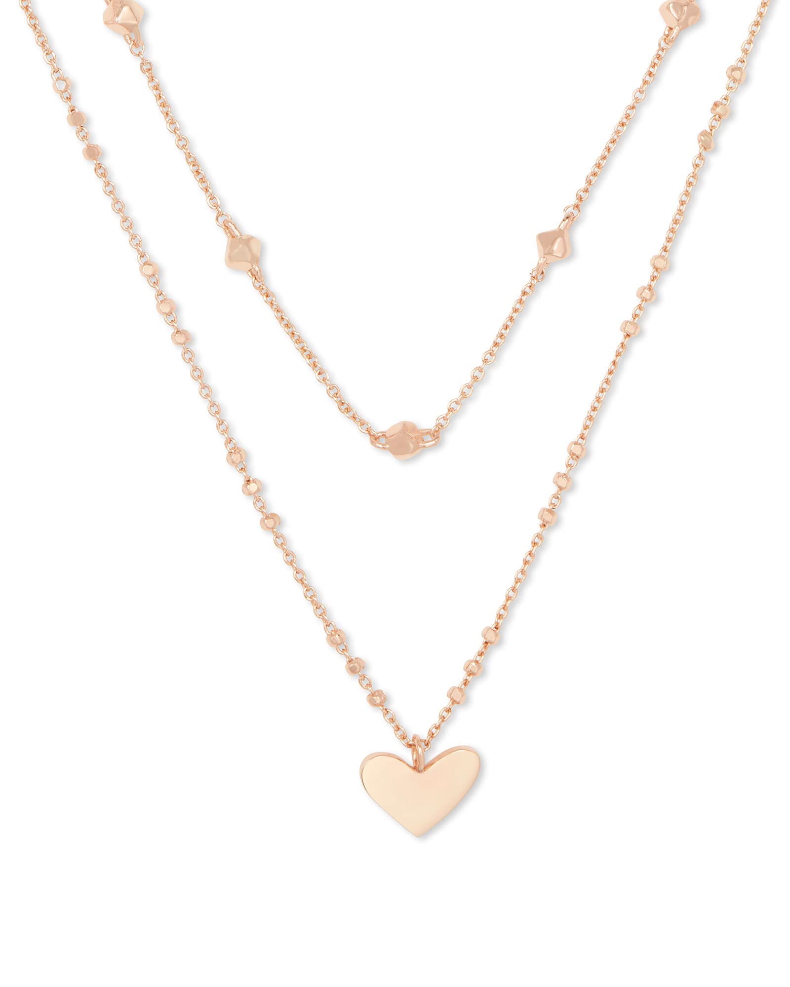Kendra Scott Ari Heart Multistrand Necklace in 14k Rose Gold-Plated Brass, Fashion Jewelry for Women