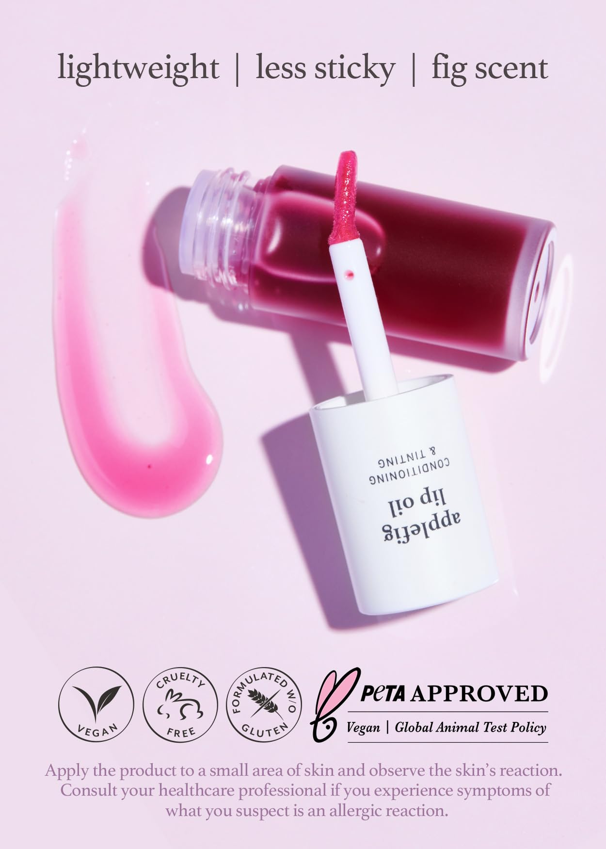 Nooni Korean Lip Oil - Applefig | Lip Stain, Gift, Long-Lasting, Moisturizing, Plumping, Revitalizing For Dry Lips, Waterproof,