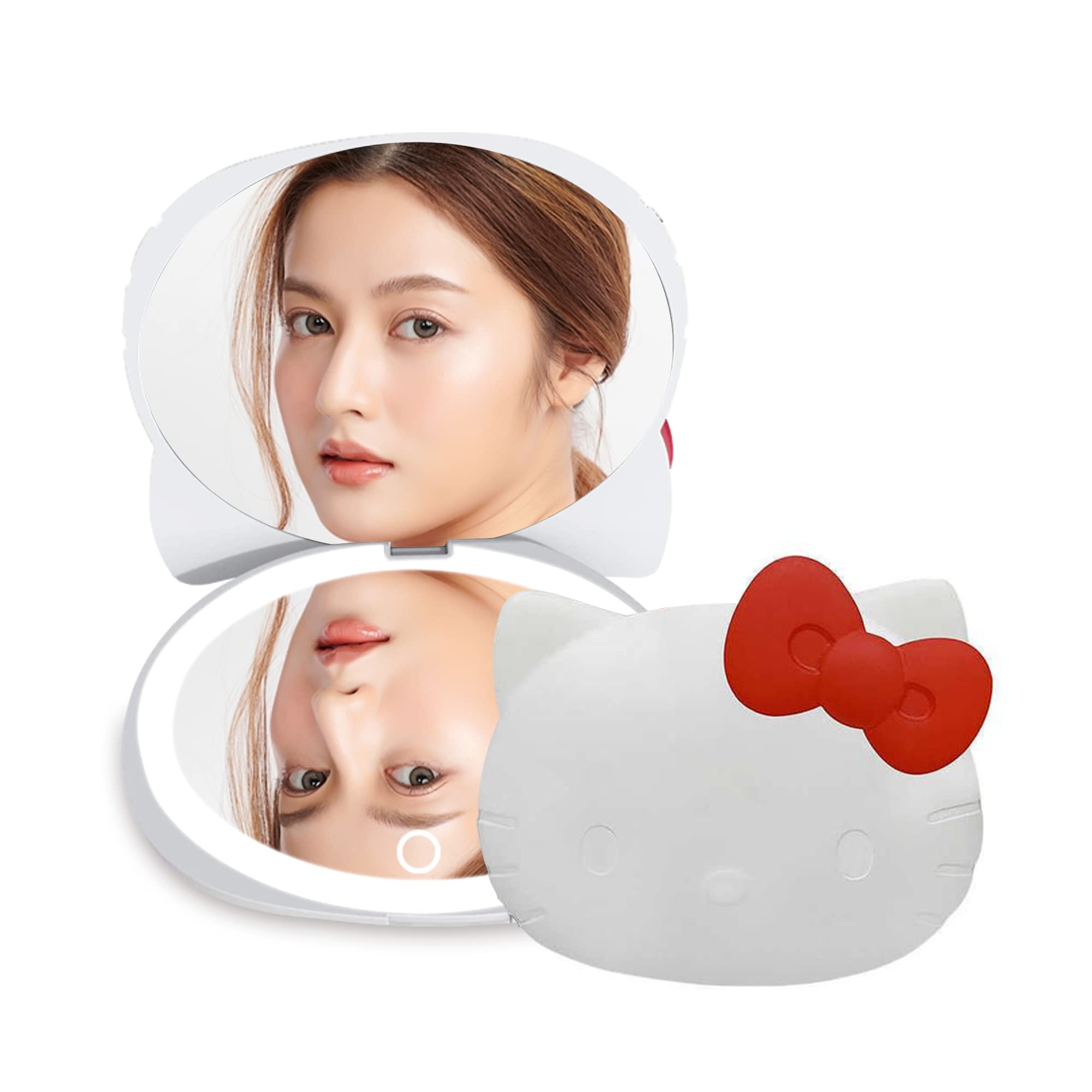 Impressions Vanity Hello Kitty Kawaii Compact Mirror With Touch Sensor Switch For Purse, Led Makeup Mirror With 2X Magnifying To