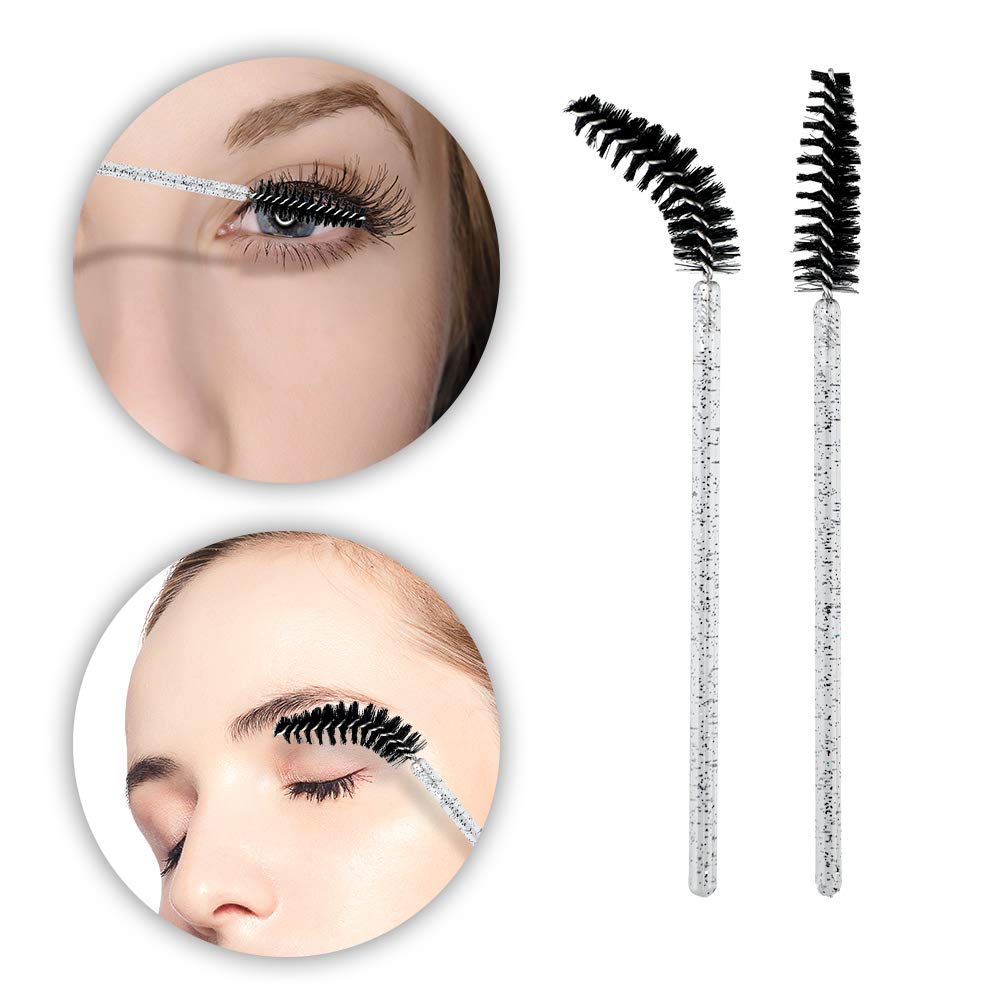 G2Plus 300Pcs Crystal Eyelash Mascara Brushes Wands Applicator Makeup Kits Mascara Wands Lash Spoolies For Eyelash Extensions An