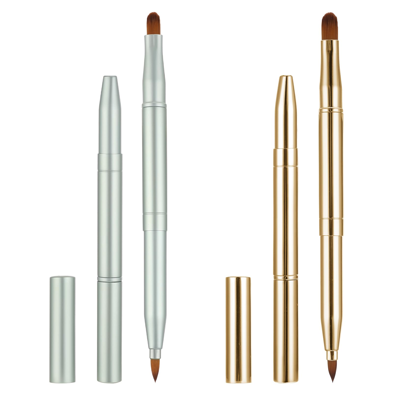 2 Pack Lip Brush for Lipstick Retractable with Cap, Double-Ended Lip Makeup Brushes Retractable Lip Gloss Lipstick Brush Applica