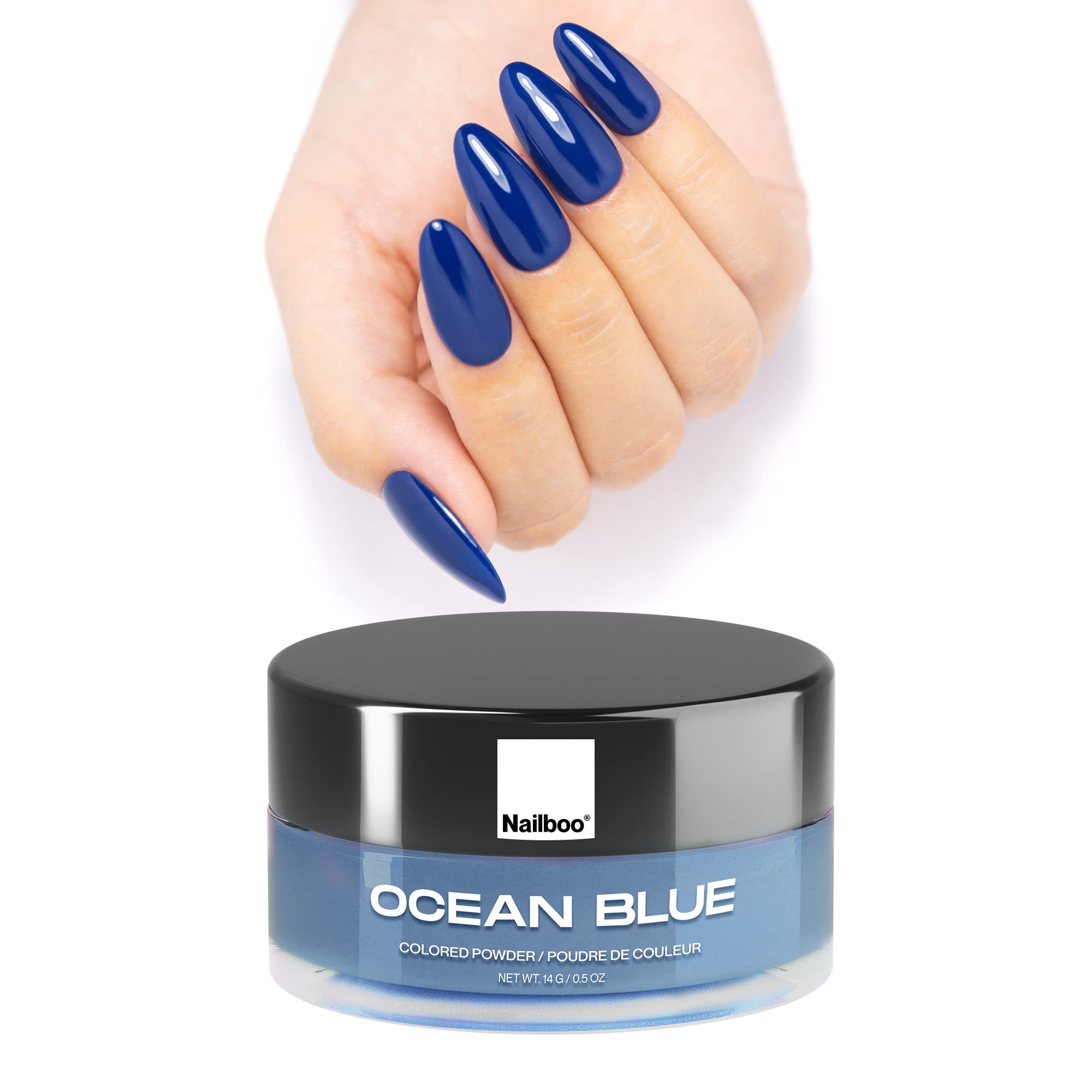 Nailboo PREMIUM Nail Dip Powder, Long-Lasting Dip Nails, Use With Nailboo Essential Liquids, Ocean Blue Deep Navy Blue Nail Dip 