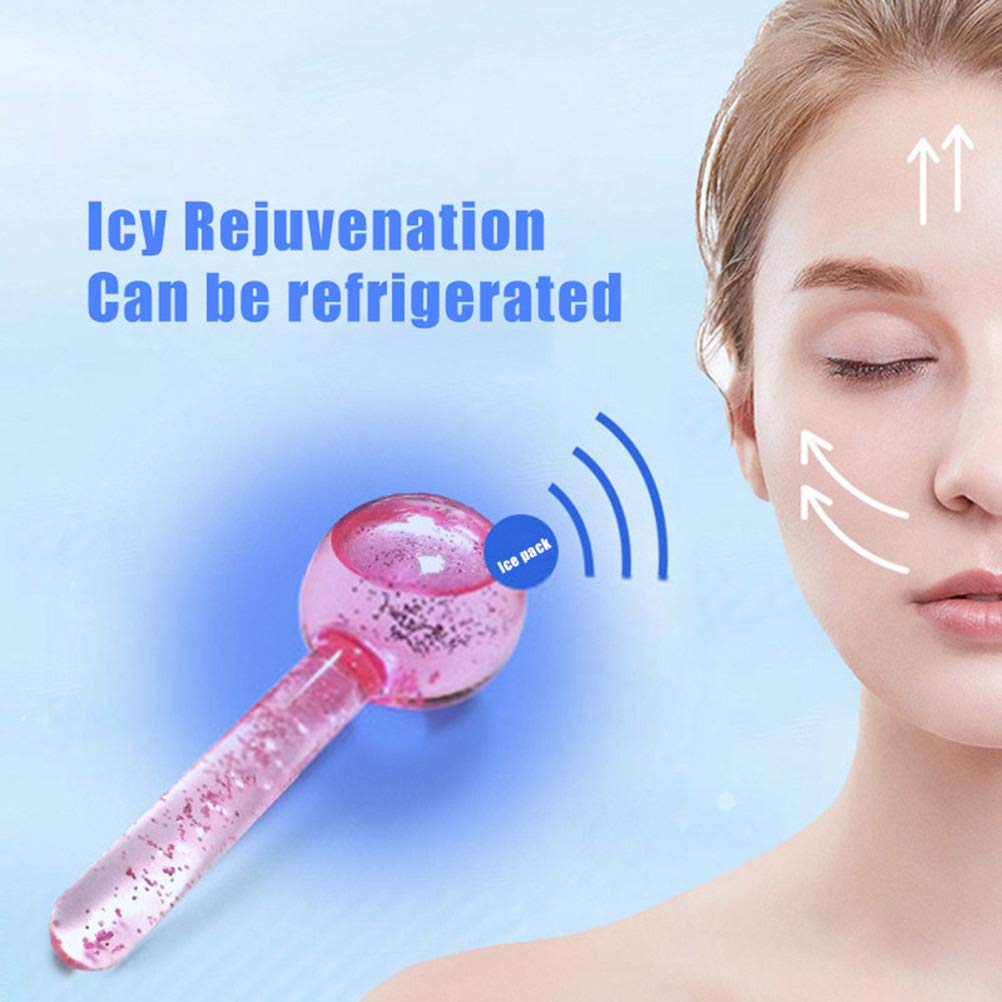 Cibluty Facial Ice Beauty Ball- 2Pc Globes Pink Facial Roller For Cold Or Hot Skin Massagers Globe Durable Quartz Glass For Face