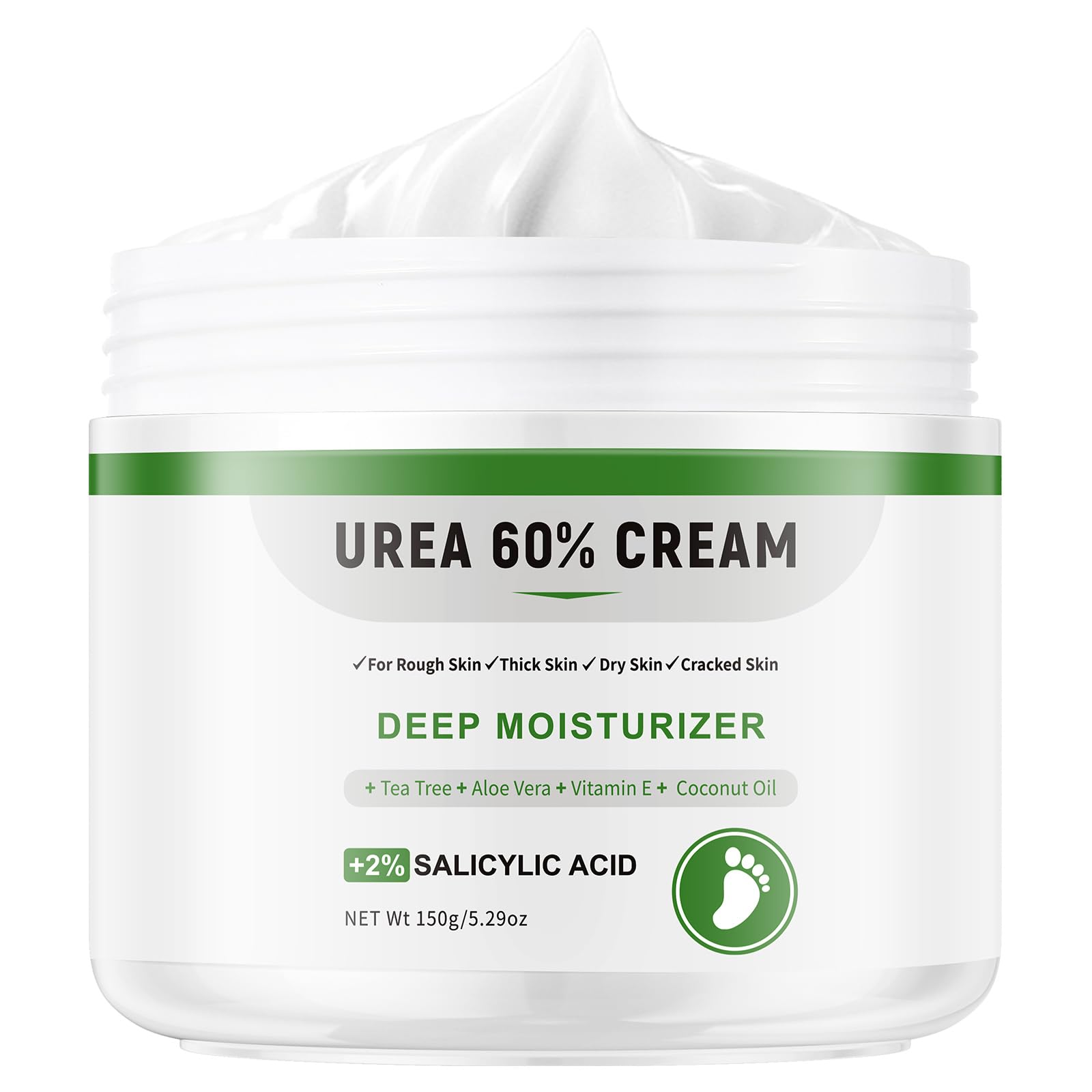 AOPEIBOTO Urea Cream 60 Percent for Feet Maximum Strength, Foot Cream for Dry Cracked Heels and Feet, Foot Moisturizer, 5.29oz/1
