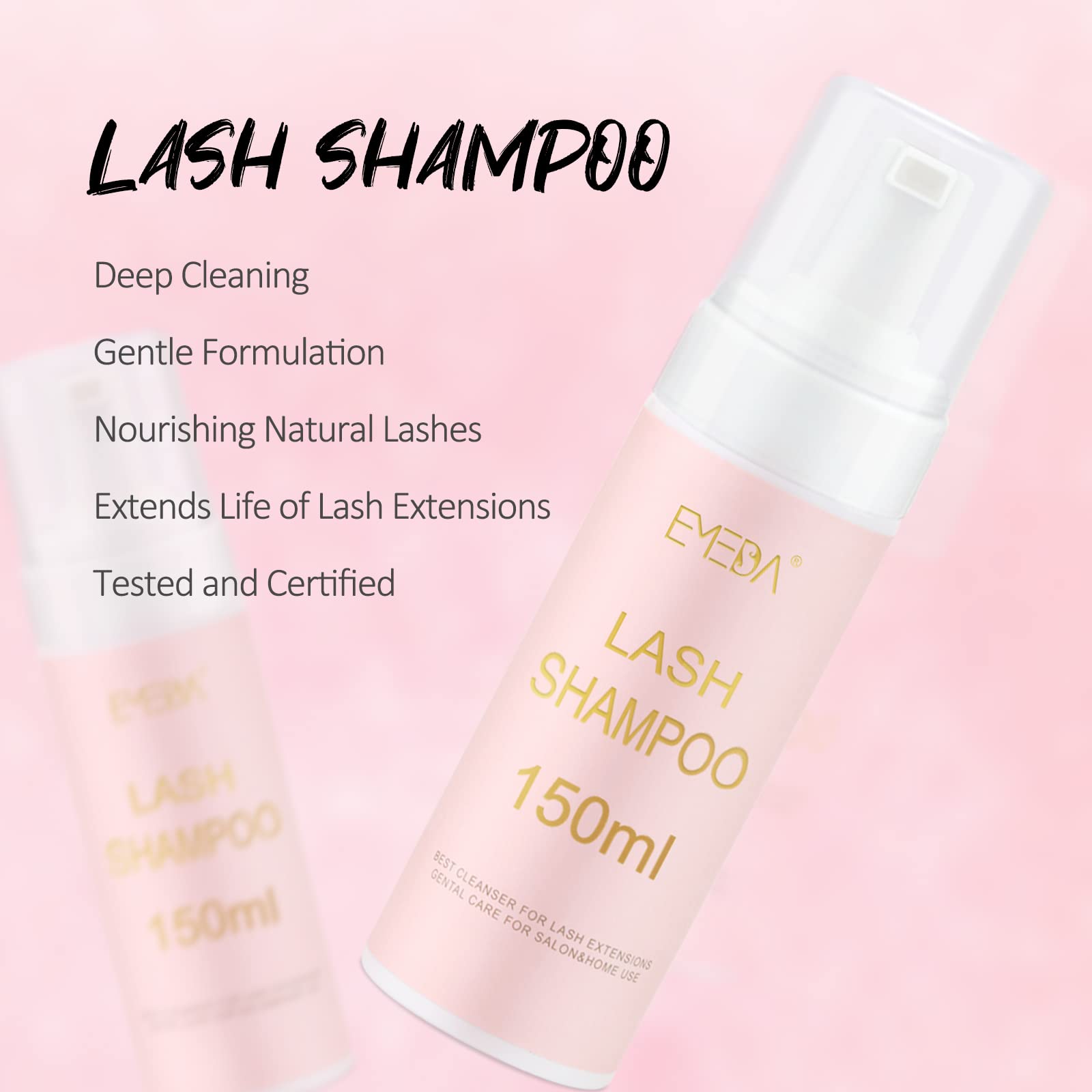 Emeda Lash Shampoo For Lash Extensions Lash Cleaning Kit 150Ml With Lash Fan Dryer Lash Extension Cleanser Oil Free Foam Soap La