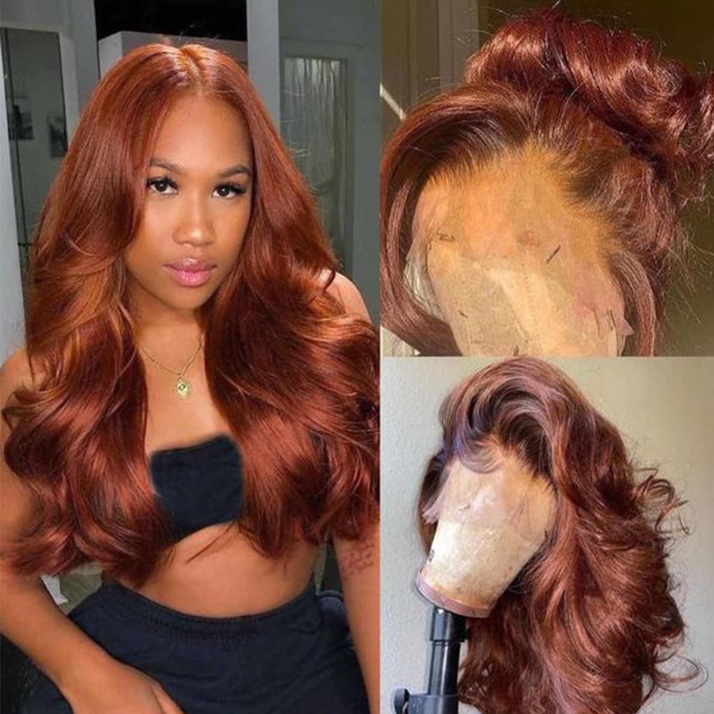 Reddish Brown 5X5 Hd Lace Closure Wigs Human Hair 180% Density 33B Reddish Brown Body Wave Lace Front Wigs Human Hair Glueless P