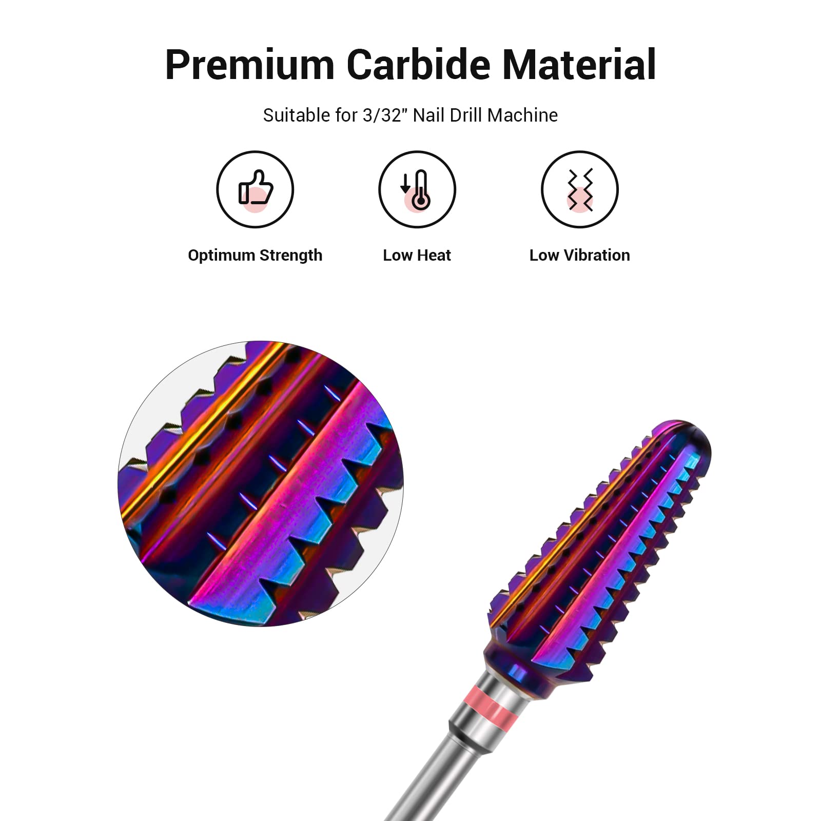 Melodysusie Professional Tornado Nail Drill Bits, 3/32 ' ' Carbide Tungsten Multi-Function Bits, Suitable For Manicure Pedicure