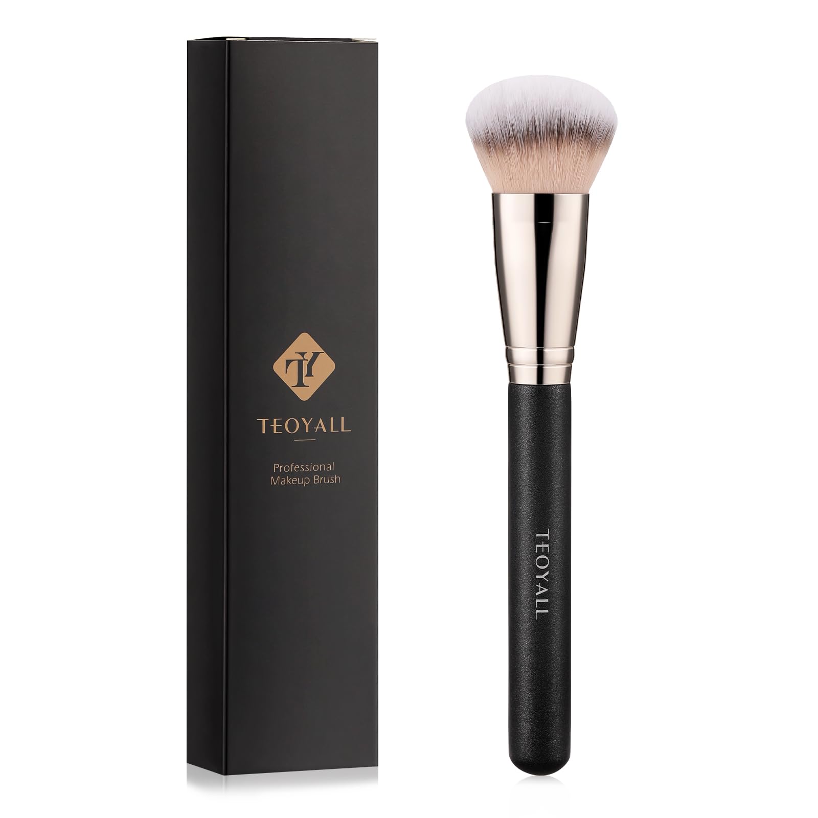 Teoyall Domed Foundation Brush, Soft Dense Synthetic Bristles Blending Brush For Liquid Cream Foundation Bronzer Contour
