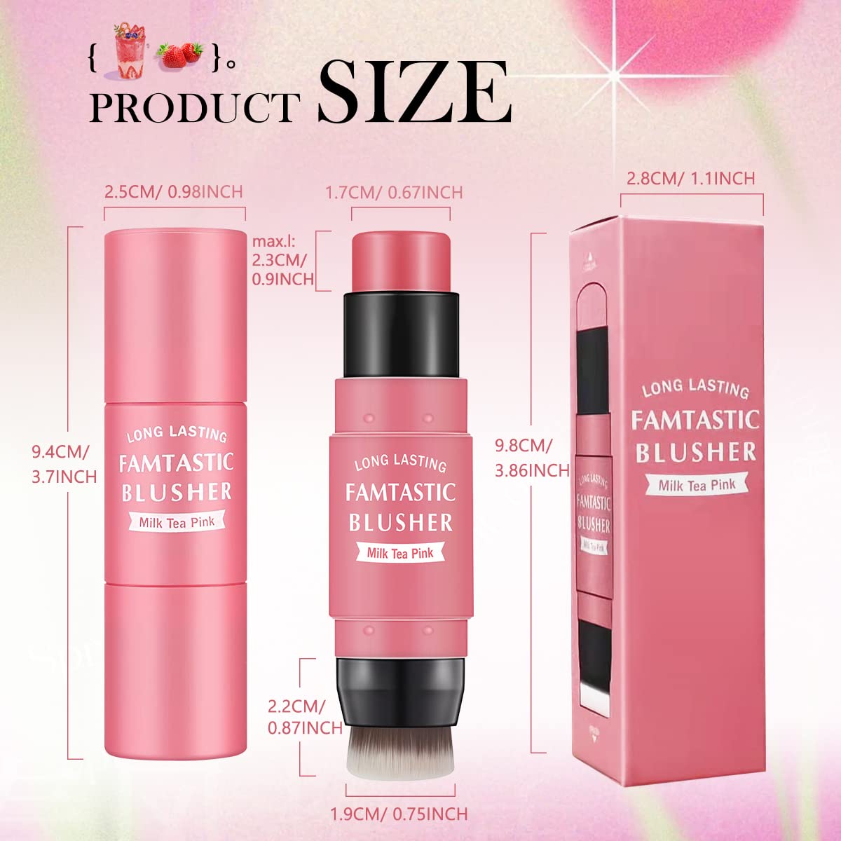 Lokfar Cream Blush Stick For Cheeks Blush Makeup - 2 In 1 Multi Stick Blush For Cheeks Tint & Eyes & Lips, Cheek Makeup Stick Ma