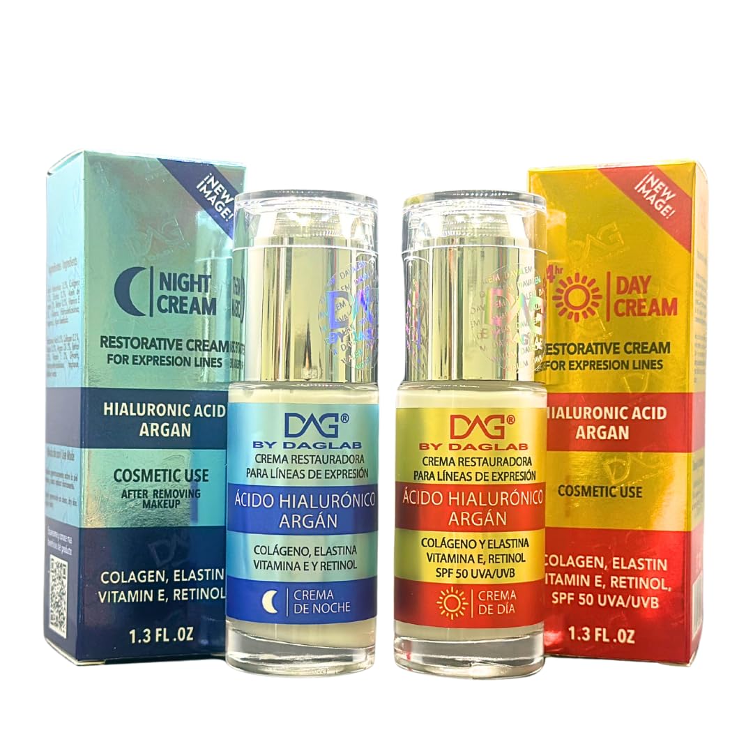 DAG BY DAGLAB Day & Night Cream Combo (2 x 1.3 Fl Oz)  Complete Skincare Set for Expression Lines | Day Cream | Night Cream
