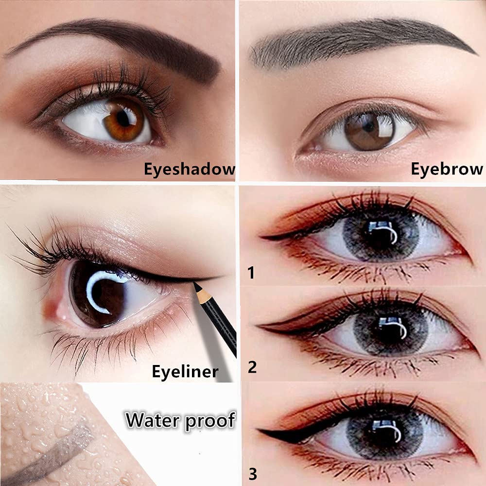 Go Ho 12 Pcs Eyebrow Eyeliner Pencils,Black Brown Dark Brown Sweatproof Eye Brow Pencil,Long-Lasting Eyeliner Makeup Brow Tint S