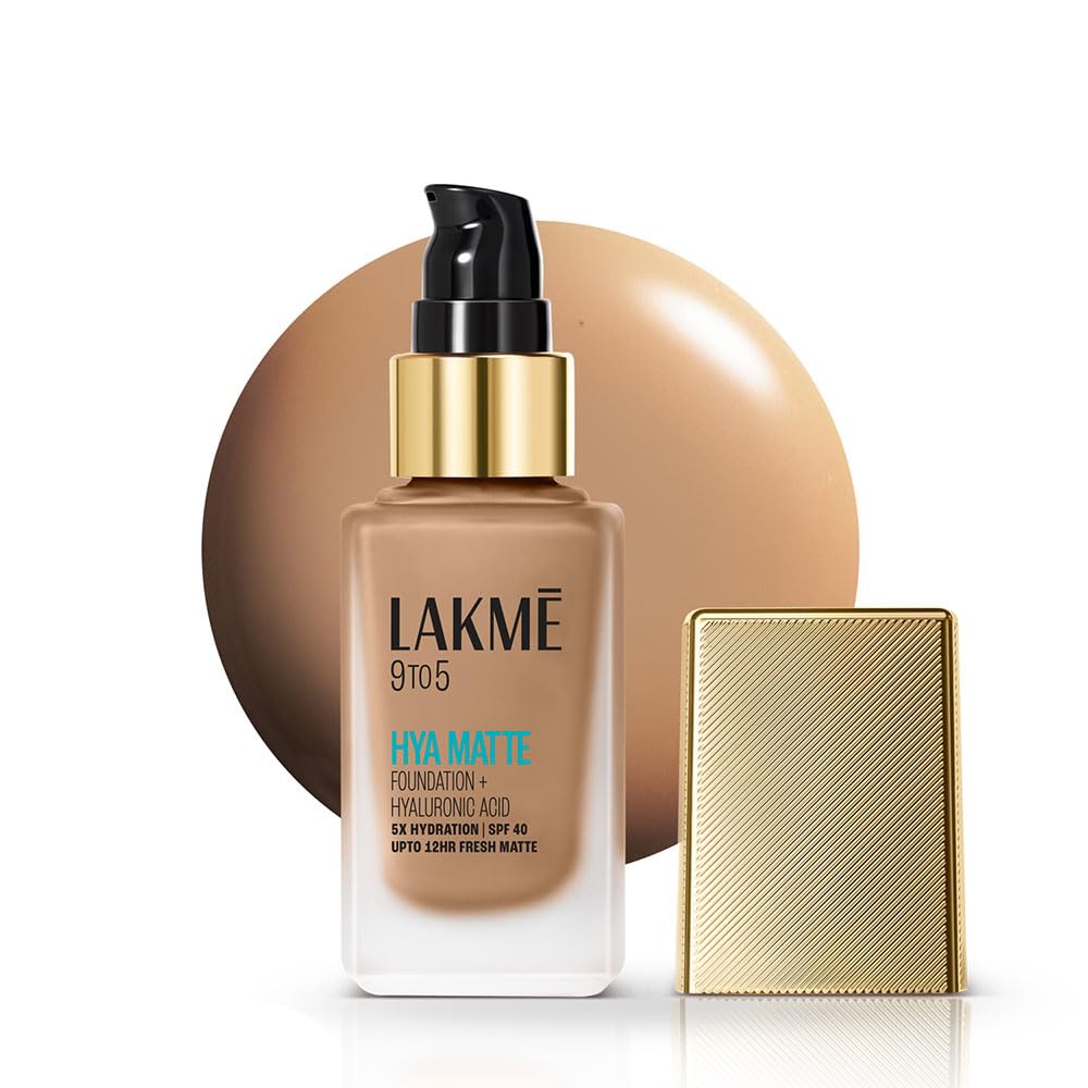 Lakm 9To5 Hya Matte Full Coverage Liquid All Skin Type Foundation + Hyaluronic Acid Cool Walnut - 25Ml