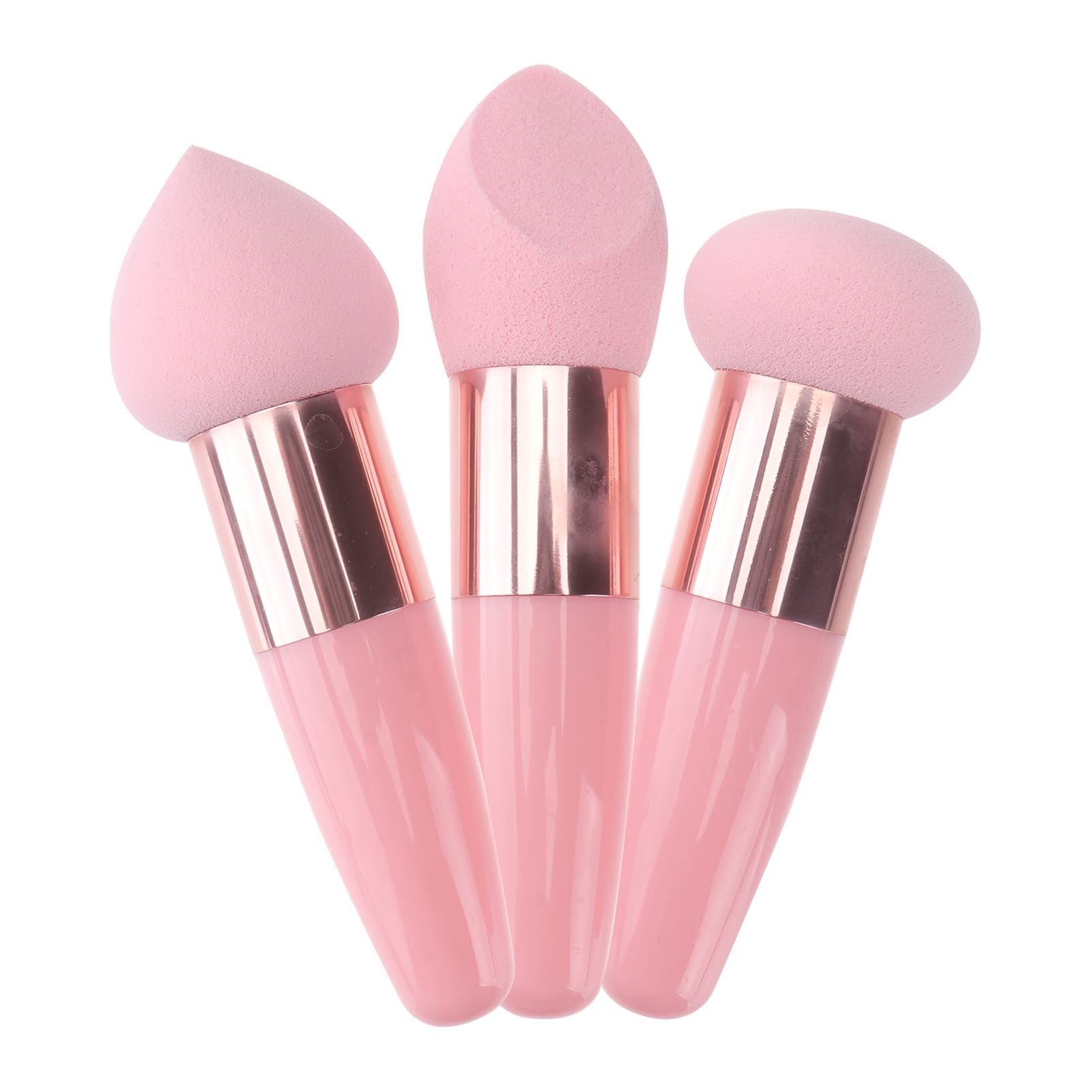 SHERCHPRY 3Pcs Makeup Sponge Brush, Makeup Blender Sponges for Foundation, Professional Purple Make Up Sponge with Handle, Cosme
