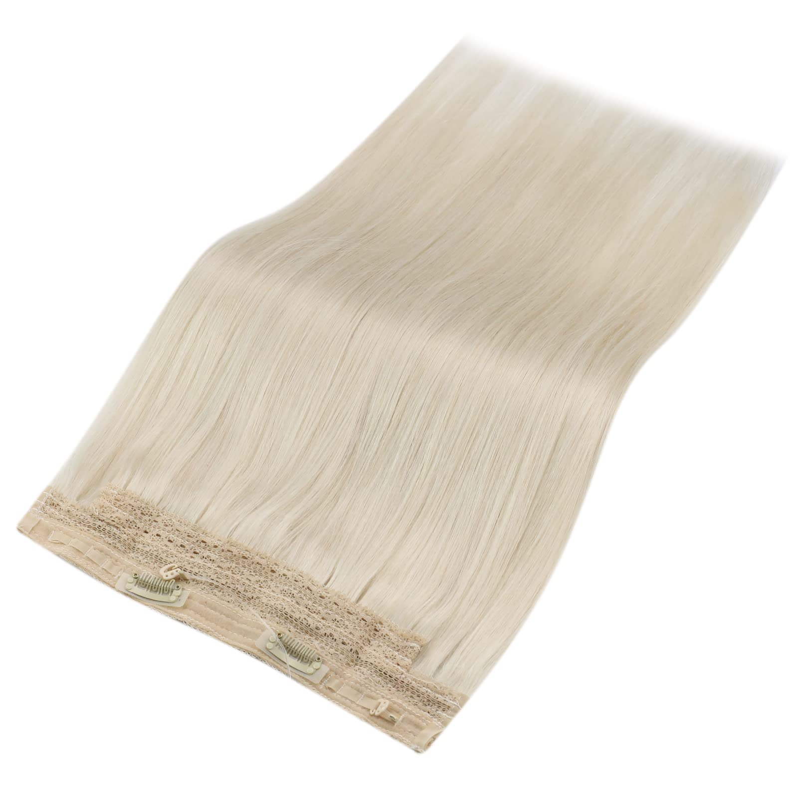 Sunny Wire Human Hair Extensions 100G Platinum Blonde Human Hair Wire Extensions Blonde Fishing Line Hair Extensions Real Human