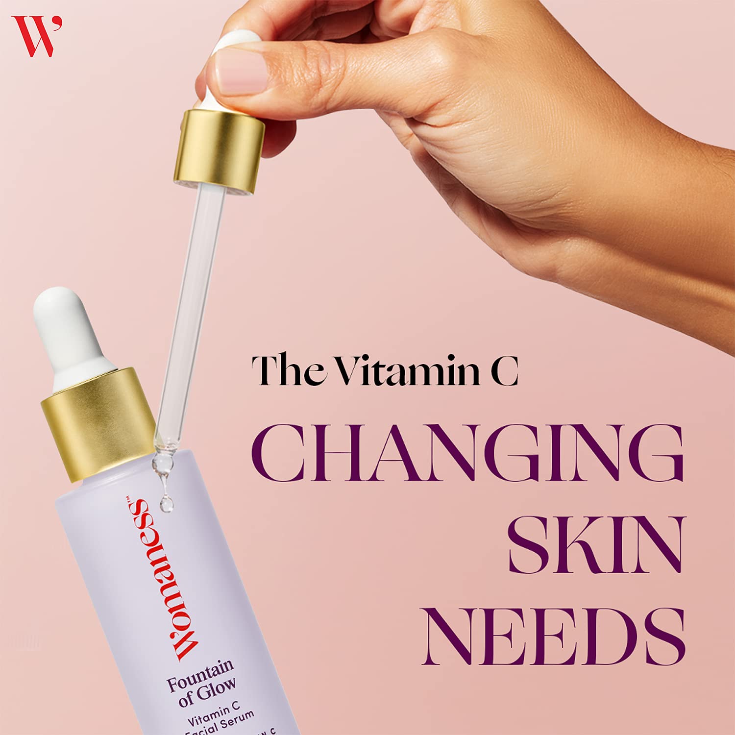 Womaness Fountain Of Glow Vitamin C Face Serum - Menopause Support Brightening Serum For Improving Dull & Uneven Skin Tone - Sup