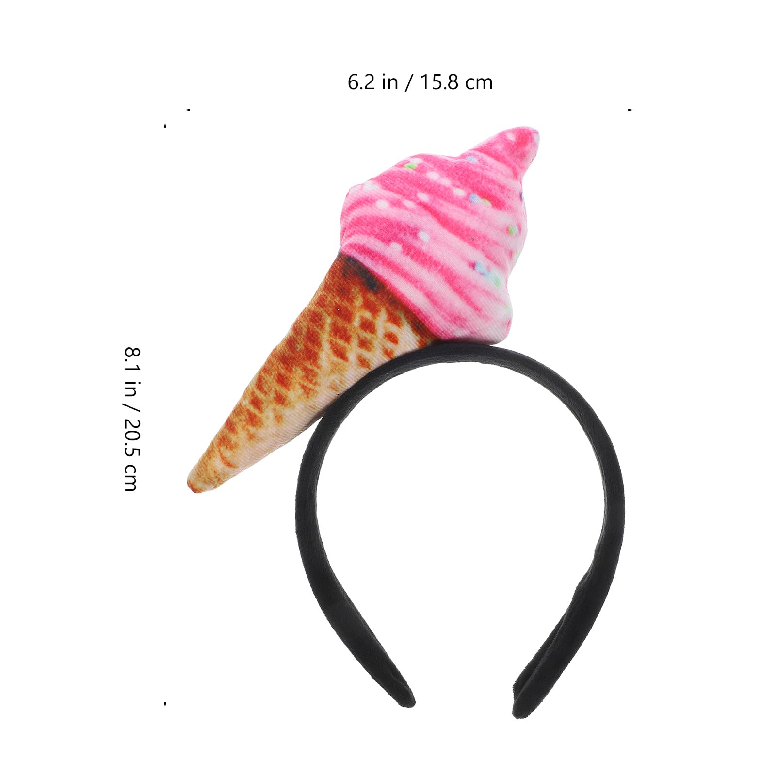 NOLITOY Ice Cream Cone Headband, Funny Headband Makeup Spa Hair Band for Birthday Parties Costume Events