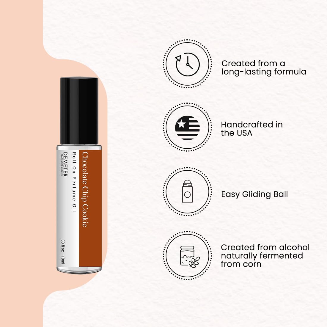 DEMETER Chocolate Chip Cookie Roll On Perfume Oil, 0.33 Oz, Long-Lasting