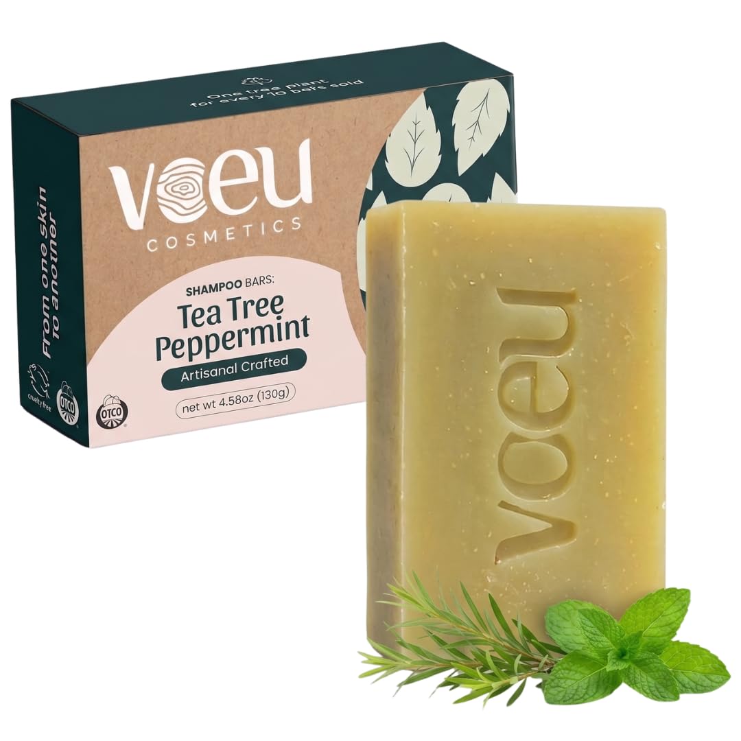 Organic Tea Tree & Peppermint Shampoo Bar  Deep Scalp Purifying & Refreshing Cleanser  AntiDandruff & Clarifying Natural Form