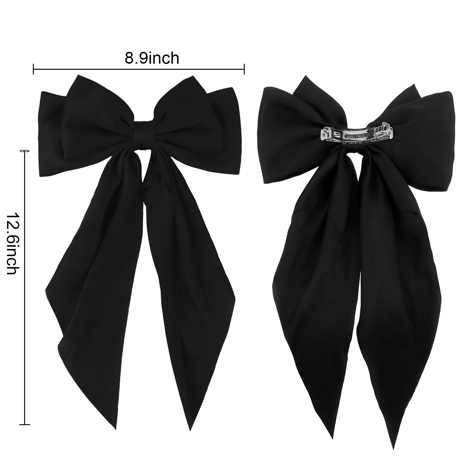 Satin Hair Accessories Set: Silky Bows, Ribbons, Hair Ties, Large Barrettes, Cute Clips With Long Tail For Women And Girls (Whit