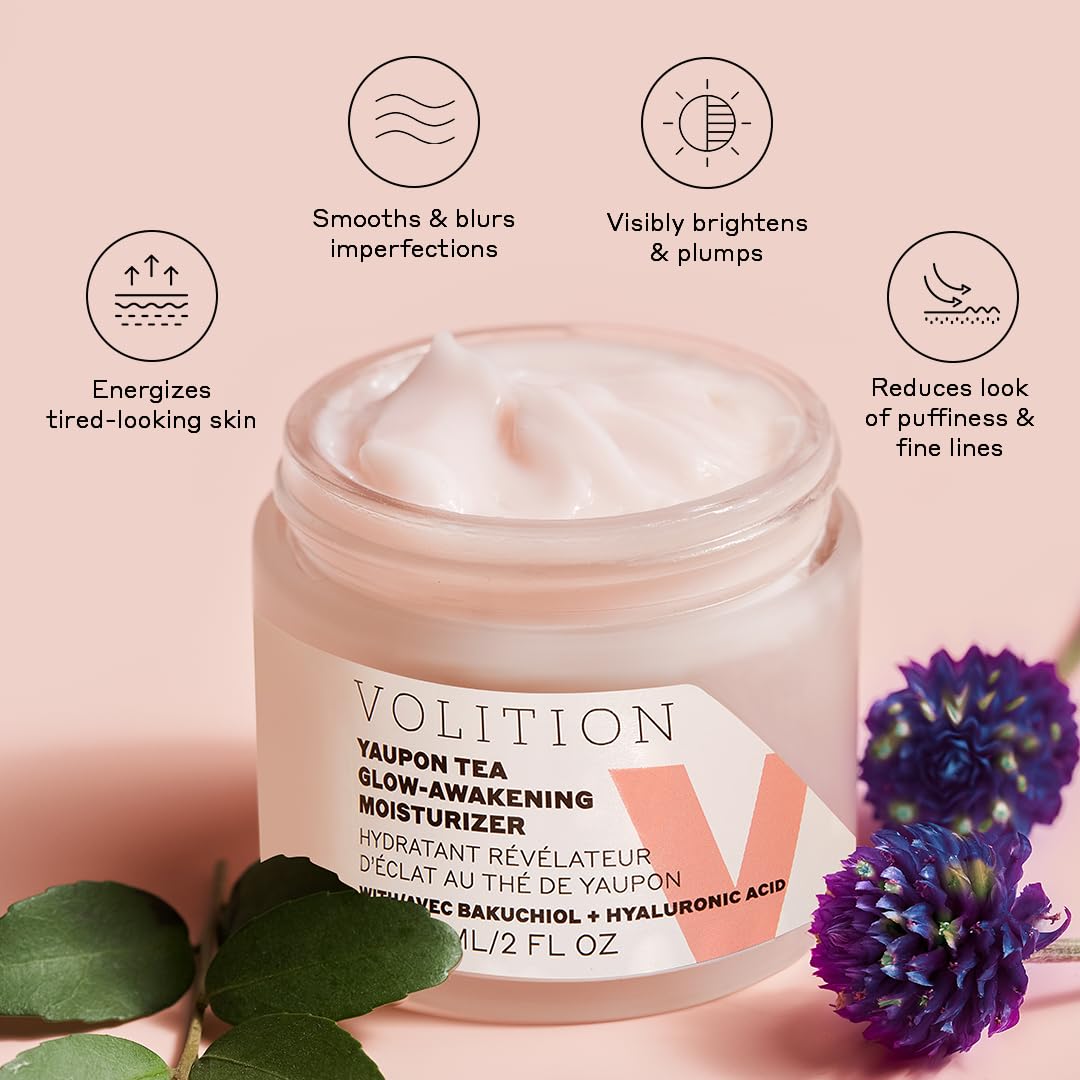 Volition Beauty Yaupon Tea Glow-Awakening Facial Moisturizer - Face Cream Energizes Tired Skin - Natural Retinol Alternative Bak