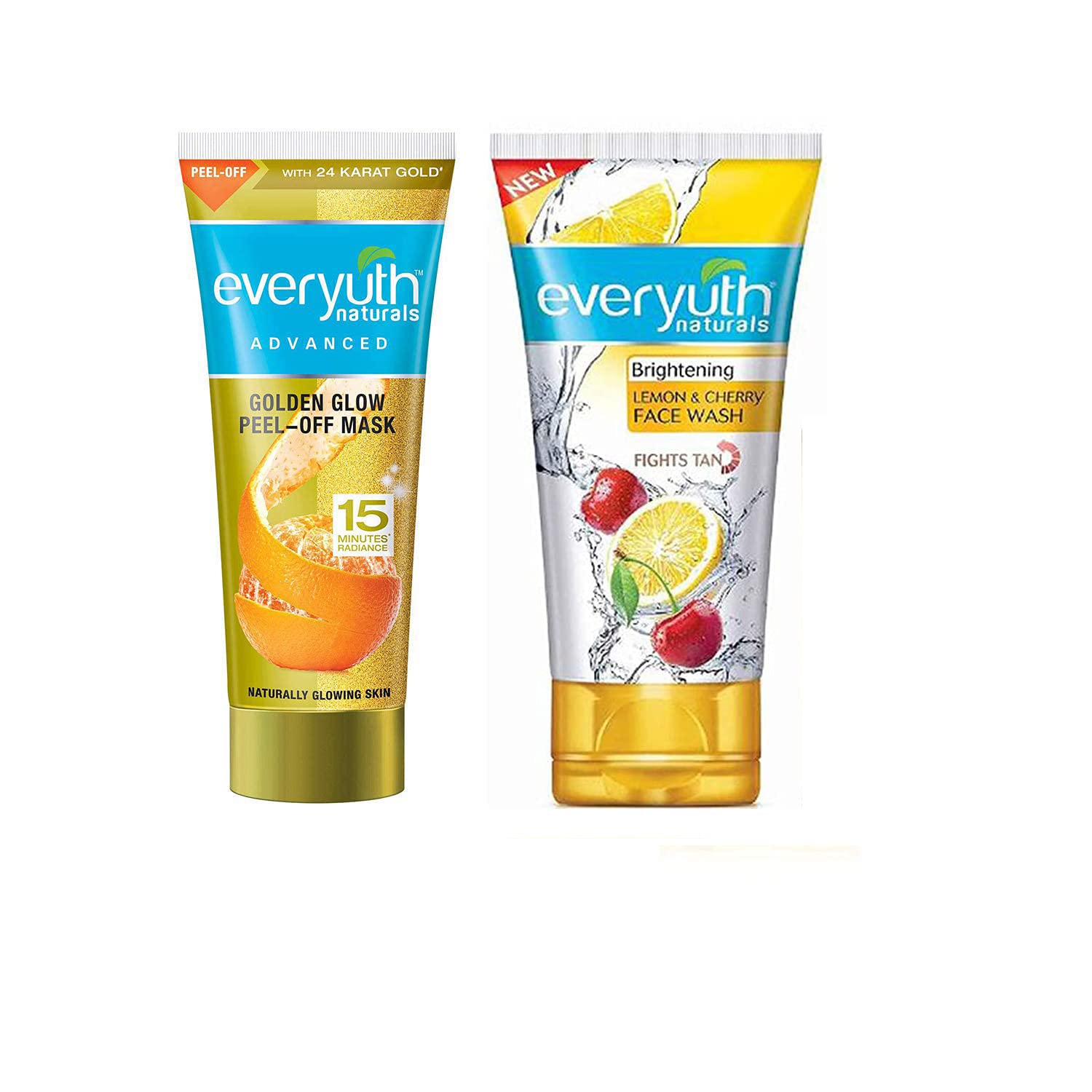 Everyuth Advanced Golden Glow PeelOff Mask, 50Gm And Lemon & Cherry, Oil Clear Face Wash, 50Gm Combo Pack