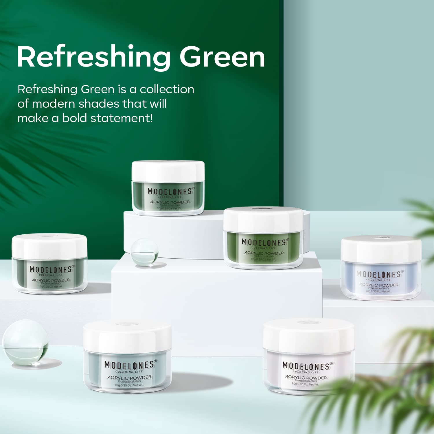 Modelones Acrylic Powder 6 Colors Acrylic Nail Powder Kit Sage Green Mist Blue Light Grey Dark Olive Shades Matcha Avocad 3D Acr