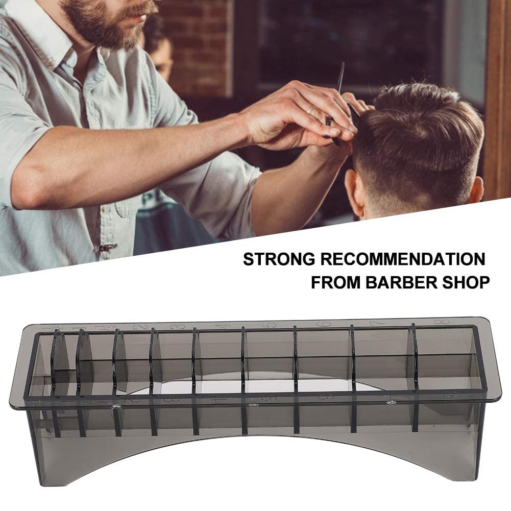 Rectangular Plastic Guide Comb Storage Box, Universal 10 Grid Base for Electric Hair Clipper Limit Comb Hair Tools Supplies Stor