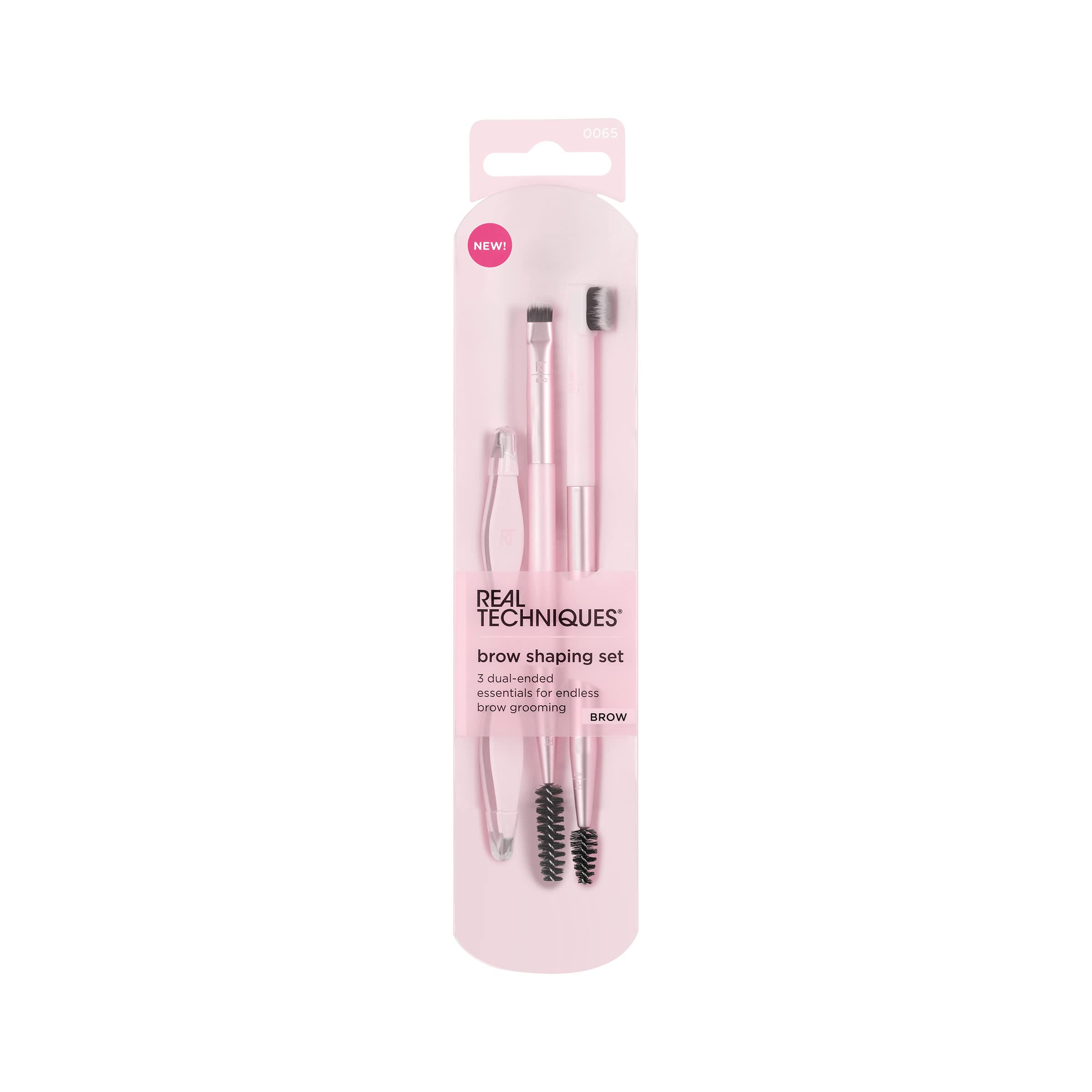 Real Techniques Brow Shaping Set, Spoolie, Brow Brushes, Tweezers, Dual-Ended Eyebrow Tools, For Styling,  Shaping Eyebrows, get