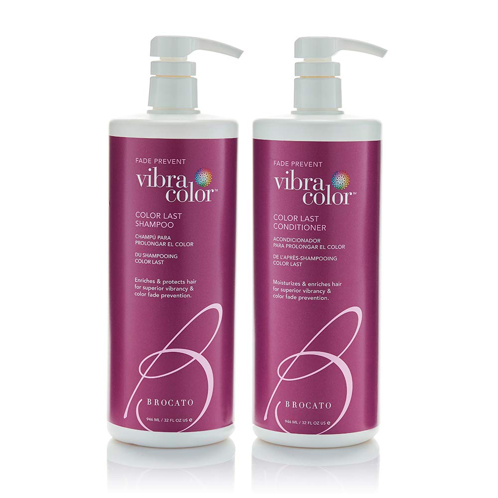 Brocato Vibracolor Color Last Shampoo (32 Oz. Shampoo + Conditioner Duo) | Color Safe for Color Treated Hair - Prevents Fading &