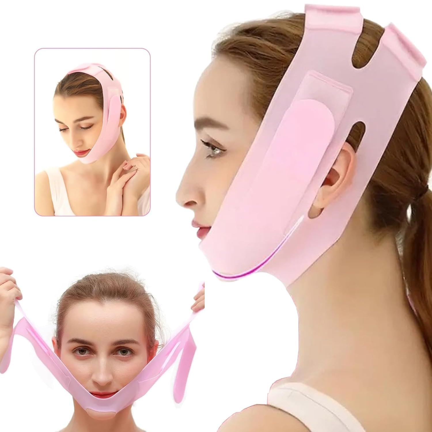Ogweno Silicone V Face Mask Lifting Bandage Line Shaper Facial Slimming Belt Double Chin Reducer Jawline Strap Lift Cheek Band N