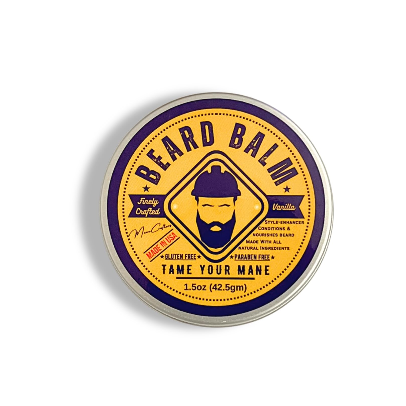 MANE CRAFTERS Mens Beard Balm  Vanilla 1.5oz  Tame Your Mane