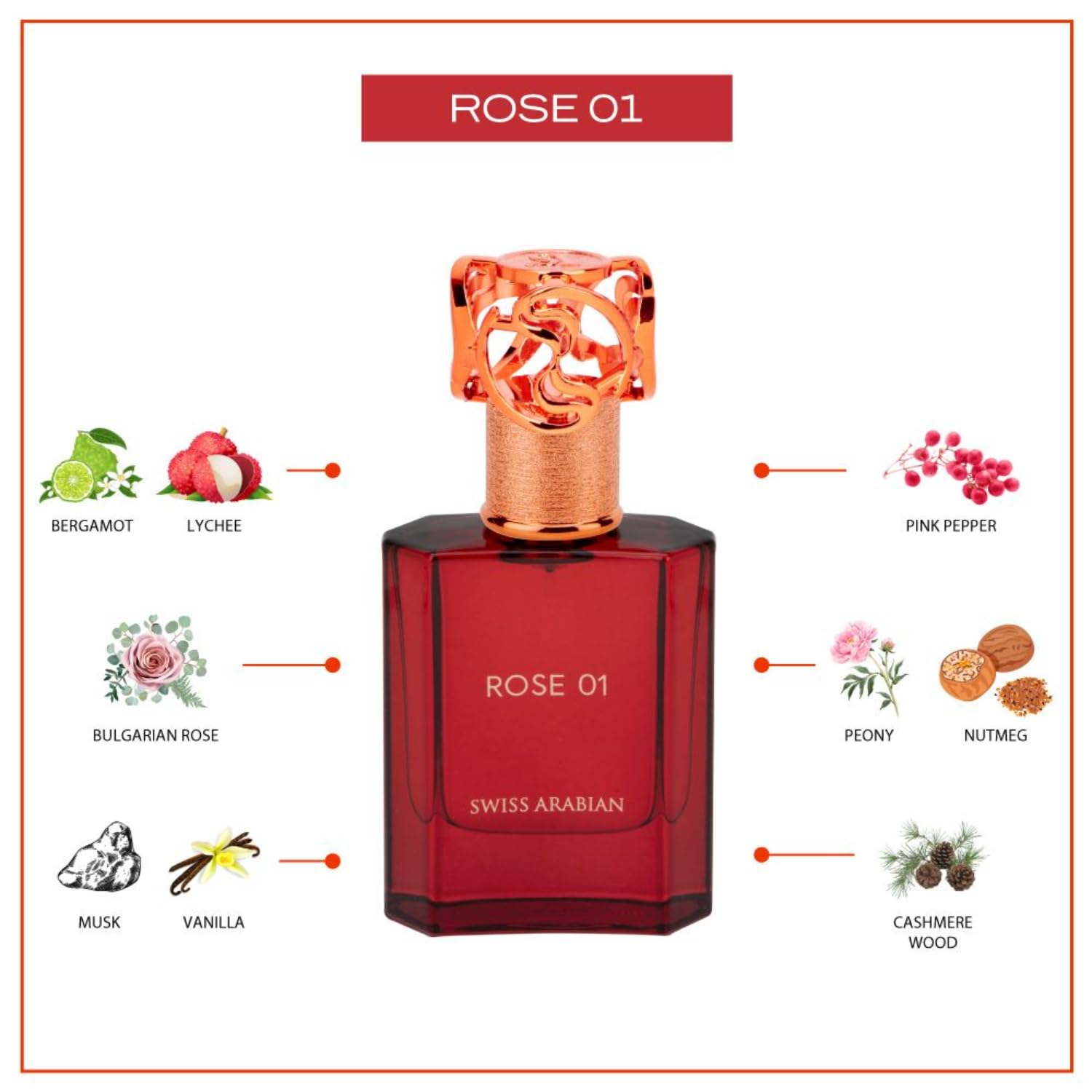 Swiss Arabian Rose 01 - Luxury Products From Dubai - Long Lasting, Addictive Personal Edp Spray Fragrance - Seductive Signature