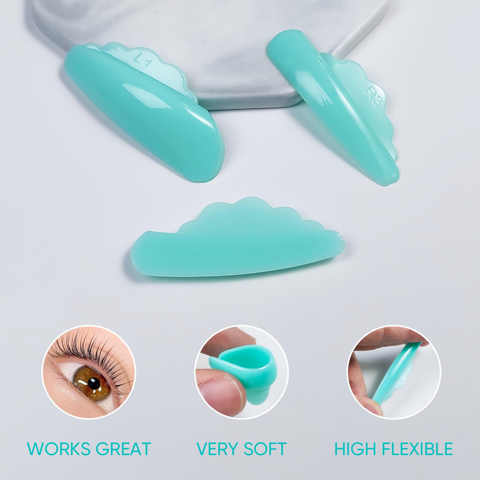 PERMANIA Lash Lift Pad, Liquid Silicone Super Elastic Lash Lift Rods Eyelash Shield V Warp 8 Pcs Eyelash Curler (Blue)