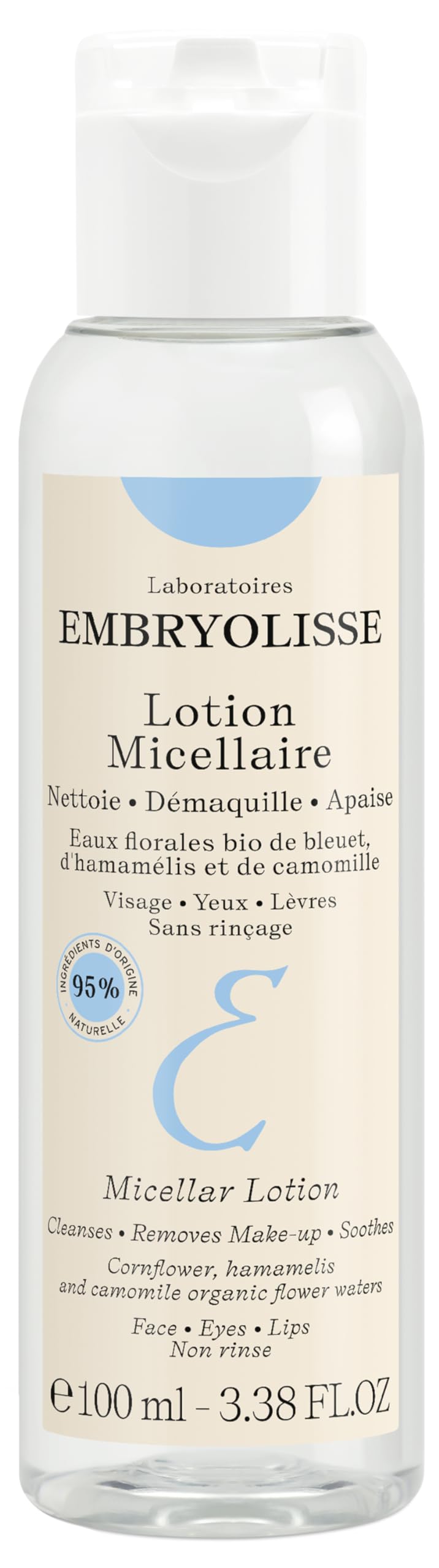 Embryolisse Gentle Micellar Lotion For Face And Eyes. Natural Floral Water Makeup Remover & Cleansing Care With Chamomile, Cornf