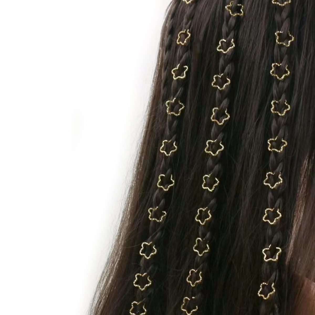 100Pcs Hair Braid Rings Clips Gold Star And Gold Love Shape Hair Jewelry Ring For Braids Locs Hair Cute Braid Accessories(Gold)
