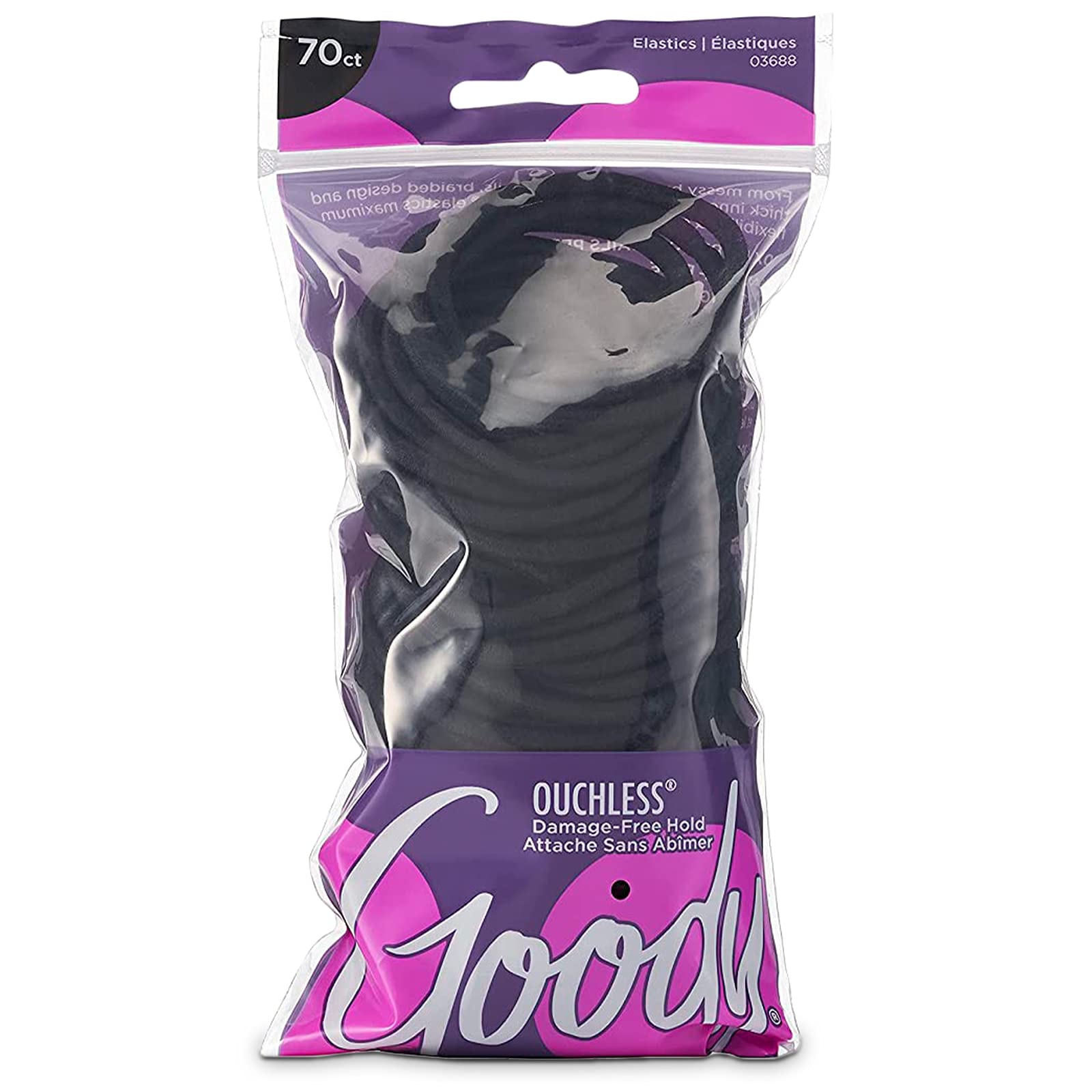 Goody Ouchless Womens Elastic Hair Tie - 70 Count, Black - 4Mm For Medium Hair- Hair Accessories For Women Perfect For Long Last
